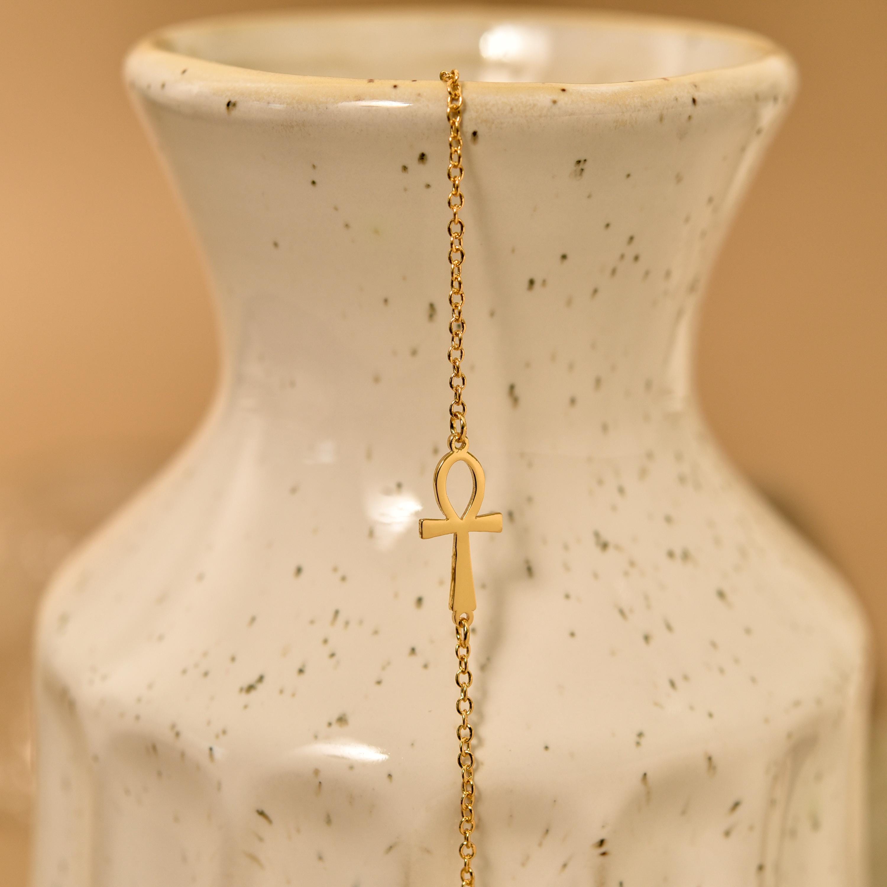 Dainty Ankh Cross Bracelet