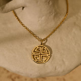 Chinese Longevity Necklace, Asian Symbol Pendant, Gold Lucky Charm Jewelry, Cultural Gift for Health and Prosperity, GS0124