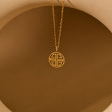 Chinese Longevity Necklace, Asian Symbol Pendant, Gold Lucky Charm Jewelry, Cultural Gift for Health and Prosperity, GS0124