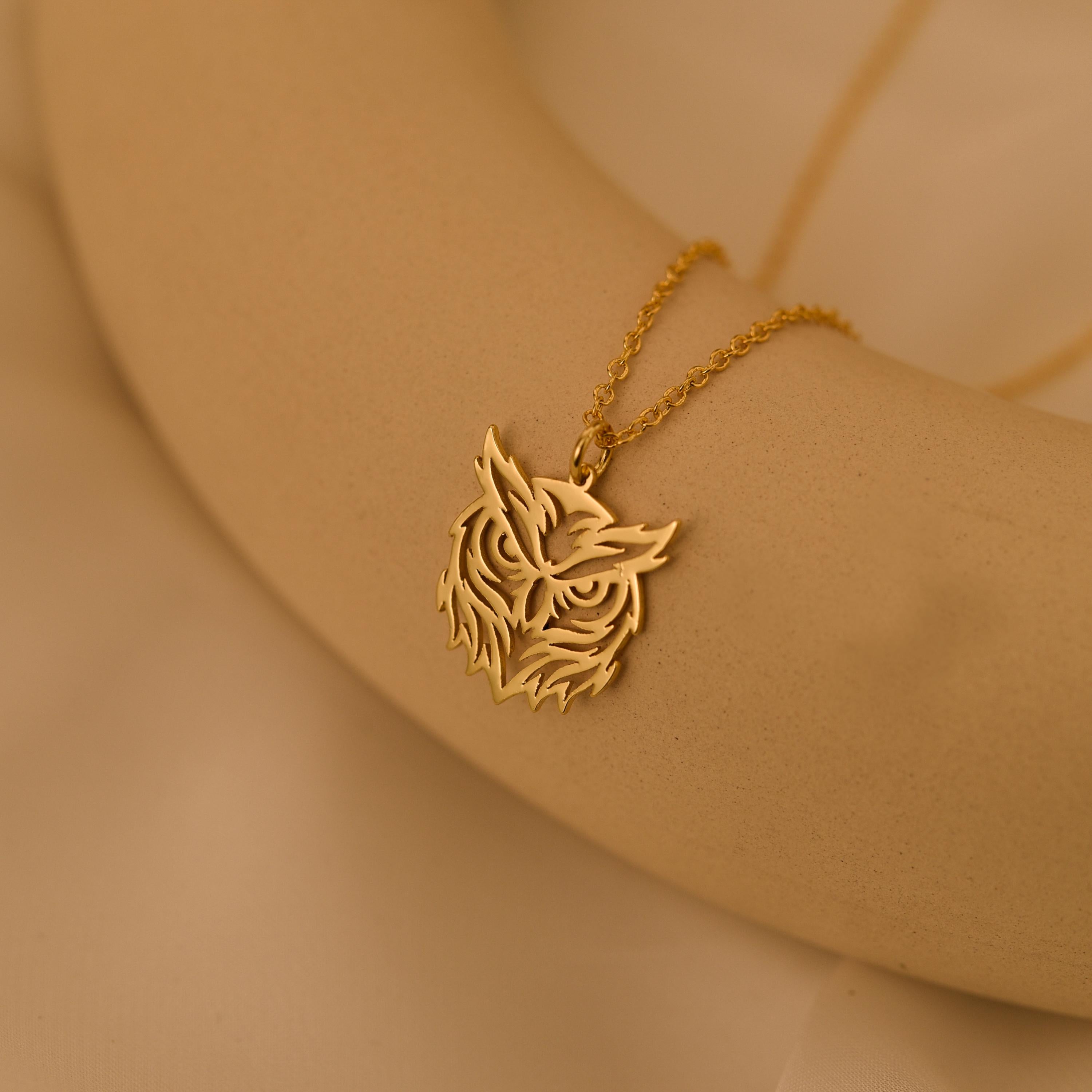 18K Gold Owl Necklace, Wisdom Pendant Jewelry, Dainty Animal Charm, Minimalist Gold Necklace, Nature Lover Gift for Her, GS0131