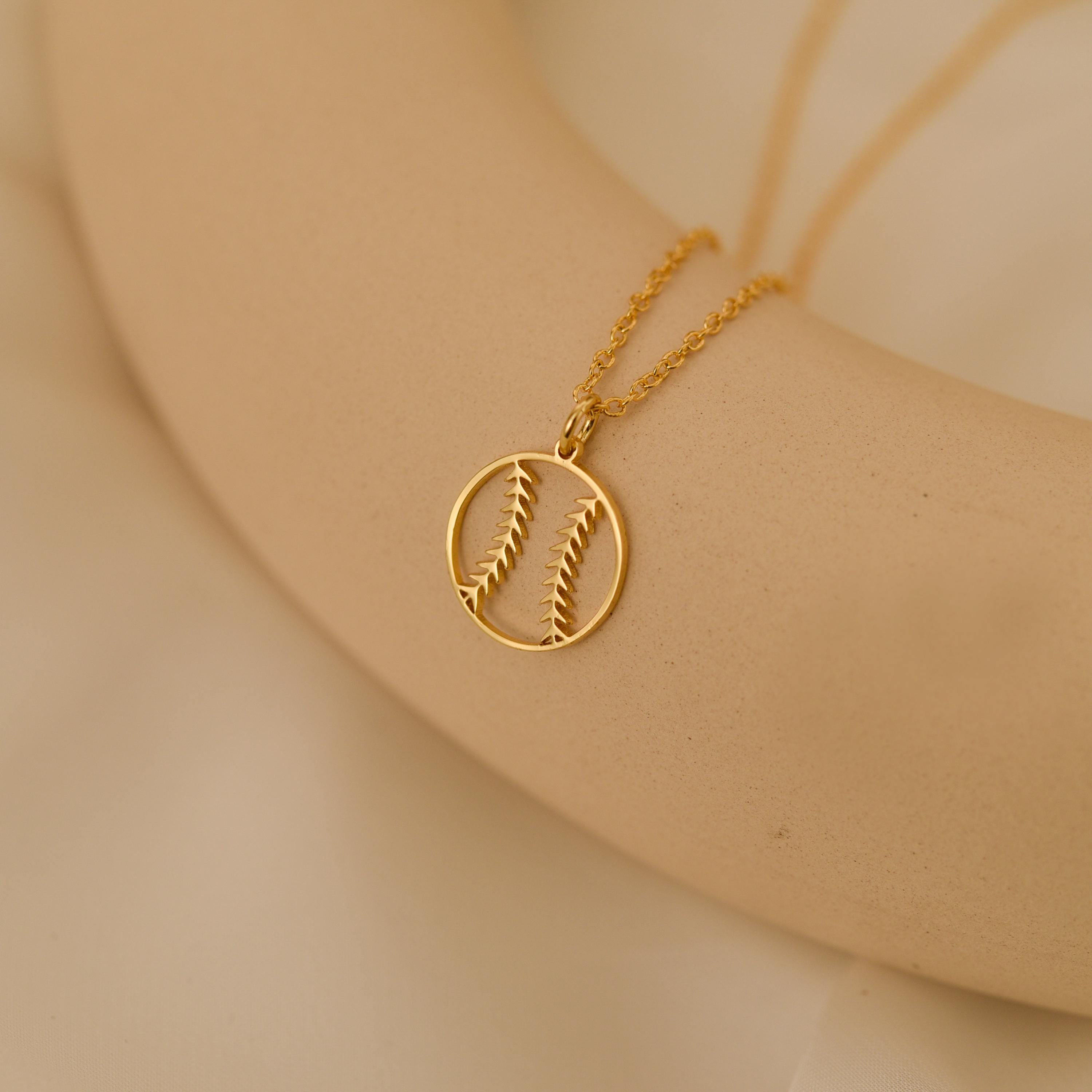 18K Gold Baseball Necklace, Sports Jewelry Gift, Dainty Baseball Pendant, Minimalist Gold Necklace, Athlete Gift for Him or Her, GS0132