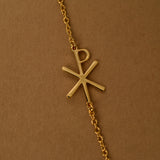 Chi Rho Cross Bracelet, Christian Jewelry, Ancient Christ Symbol, Religious Faith Gift for  Women, Birthday, Baptism, Confirmation, GS0107