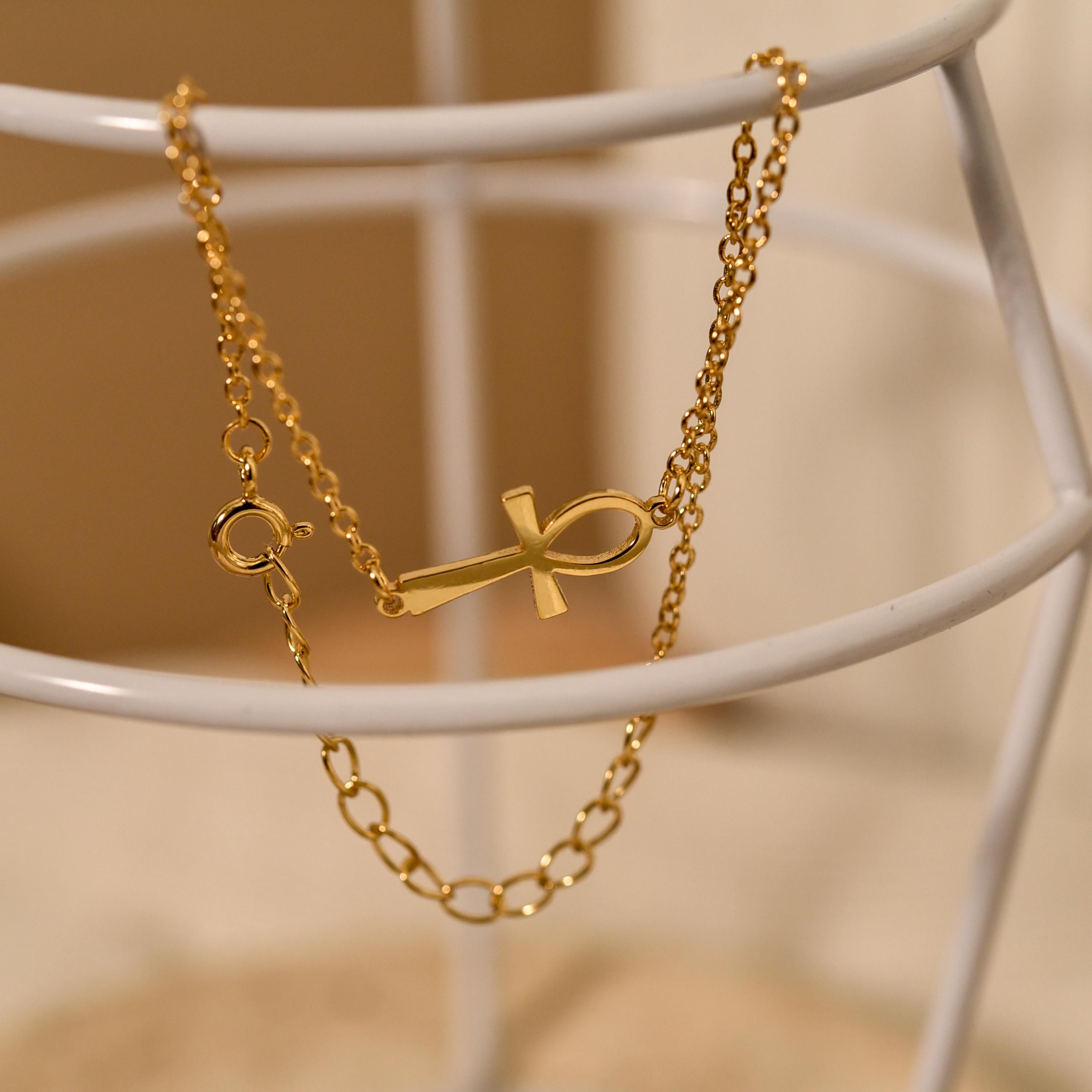 Dainty Ankh Cross Bracelet