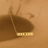 18K Gold Moon Phases Necklace, Lunar Cycle Pendant, Celestial Jewelry, Spiritual Moon Necklace, Gift for Her, GS0126