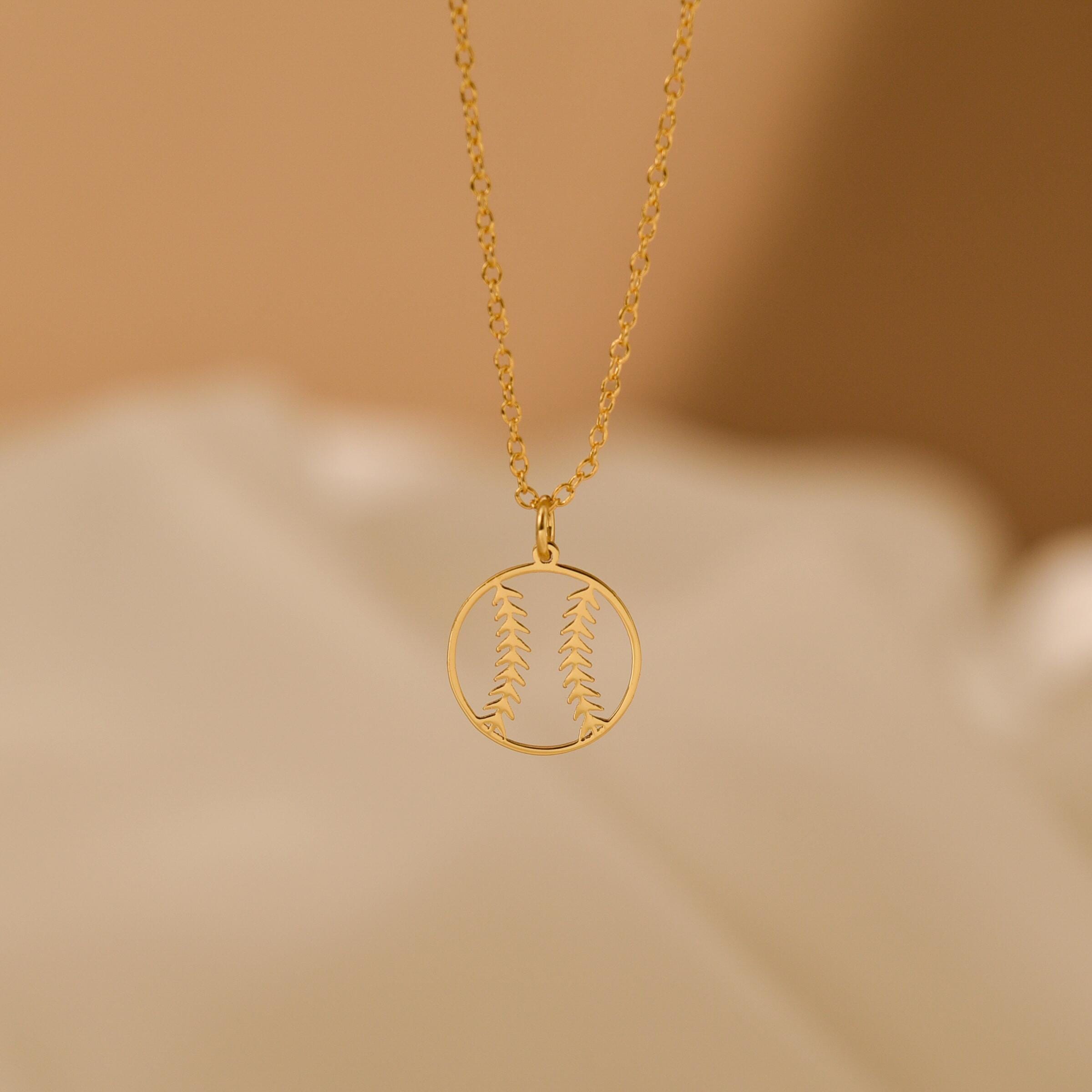 18K Gold Baseball Necklace, Sports Jewelry Gift, Dainty Baseball Pendant, Minimalist Gold Necklace, Athlete Gift for Him or Her, GS0132