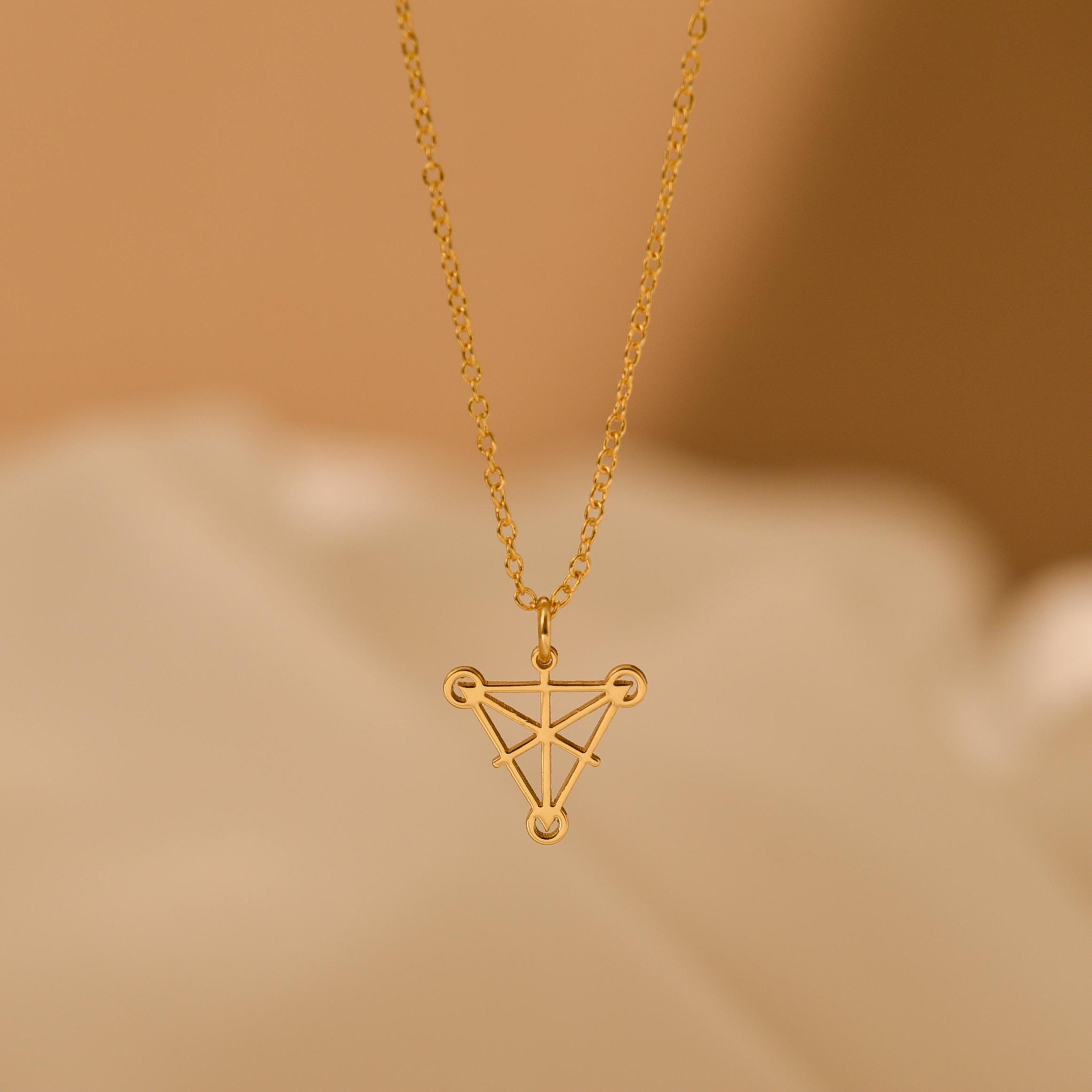 18K Gold Tetractys Necklace, Tree of Life Pendant, Minimalist Jewelry, Meaningful Gift for Her, GS0137