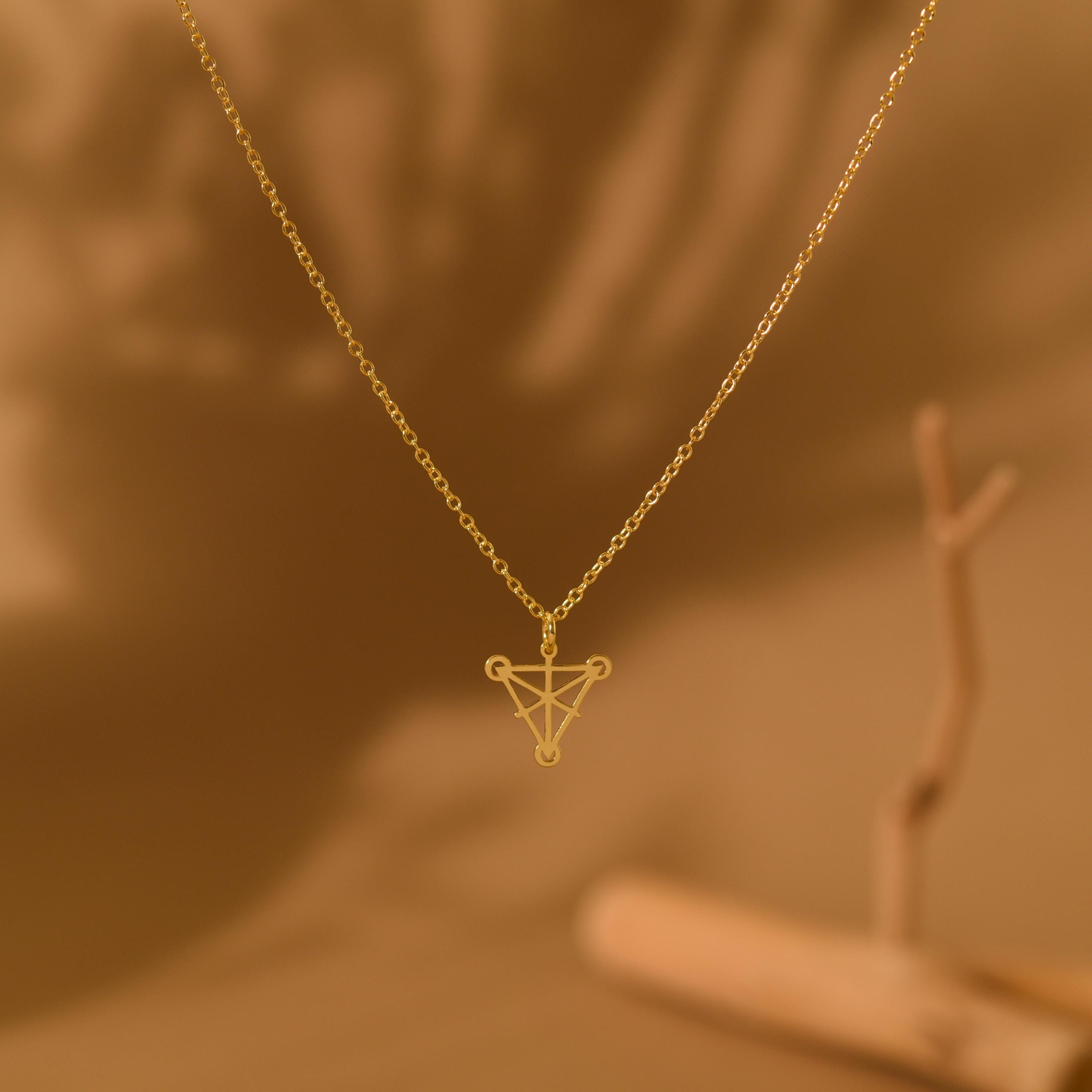18K Gold Tetractys Necklace, Tree of Life Pendant, Minimalist Jewelry, Meaningful Gift for Her, GS0137
