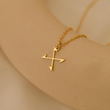 18K Gold Crossed Arrows Necklace, Minimalist Jewelry, Symbolic Gift for Her, Meaningful Everyday Necklace, GS0140