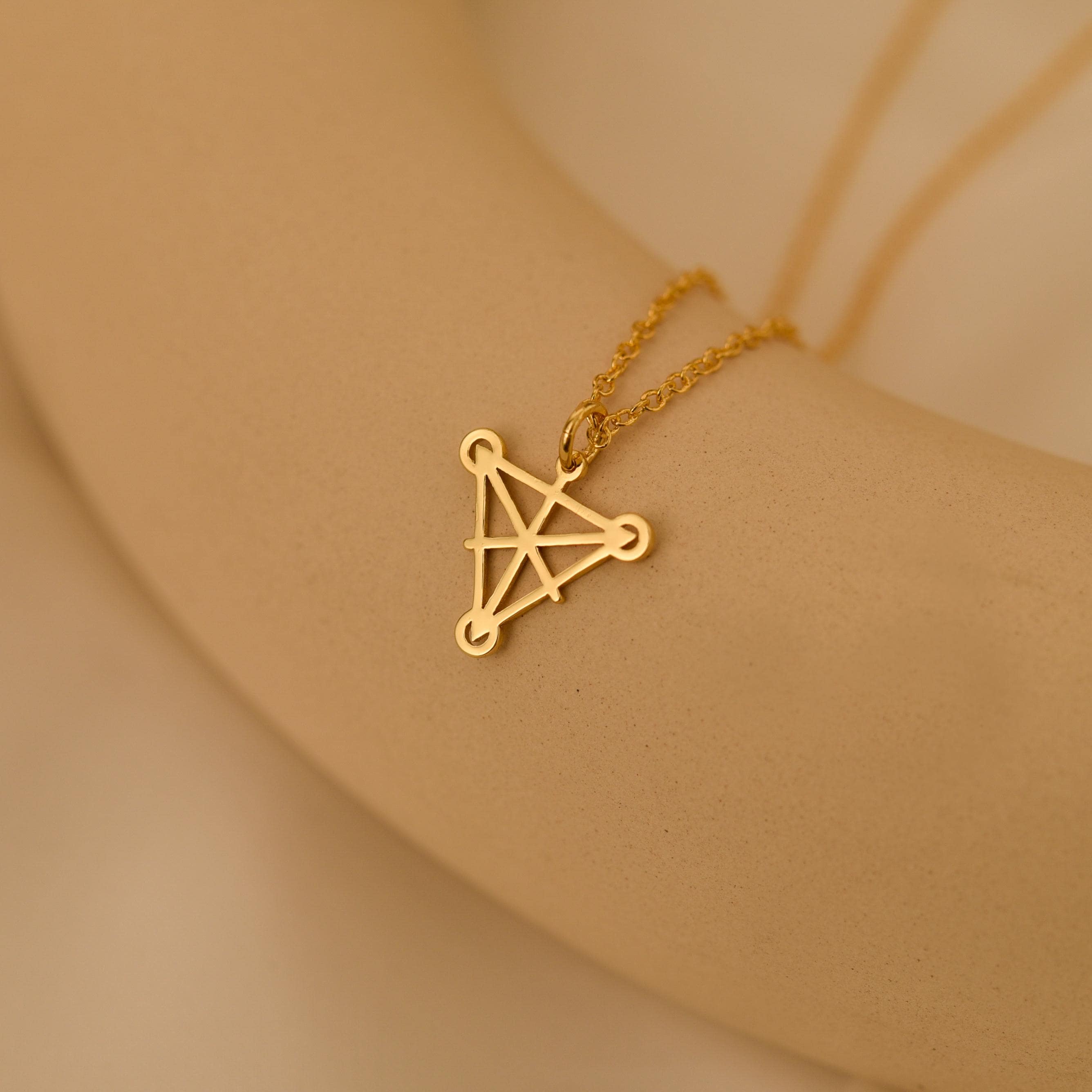 18K Gold Tetractys Necklace, Tree of Life Pendant, Minimalist Jewelry, Meaningful Gift for Her, GS0137