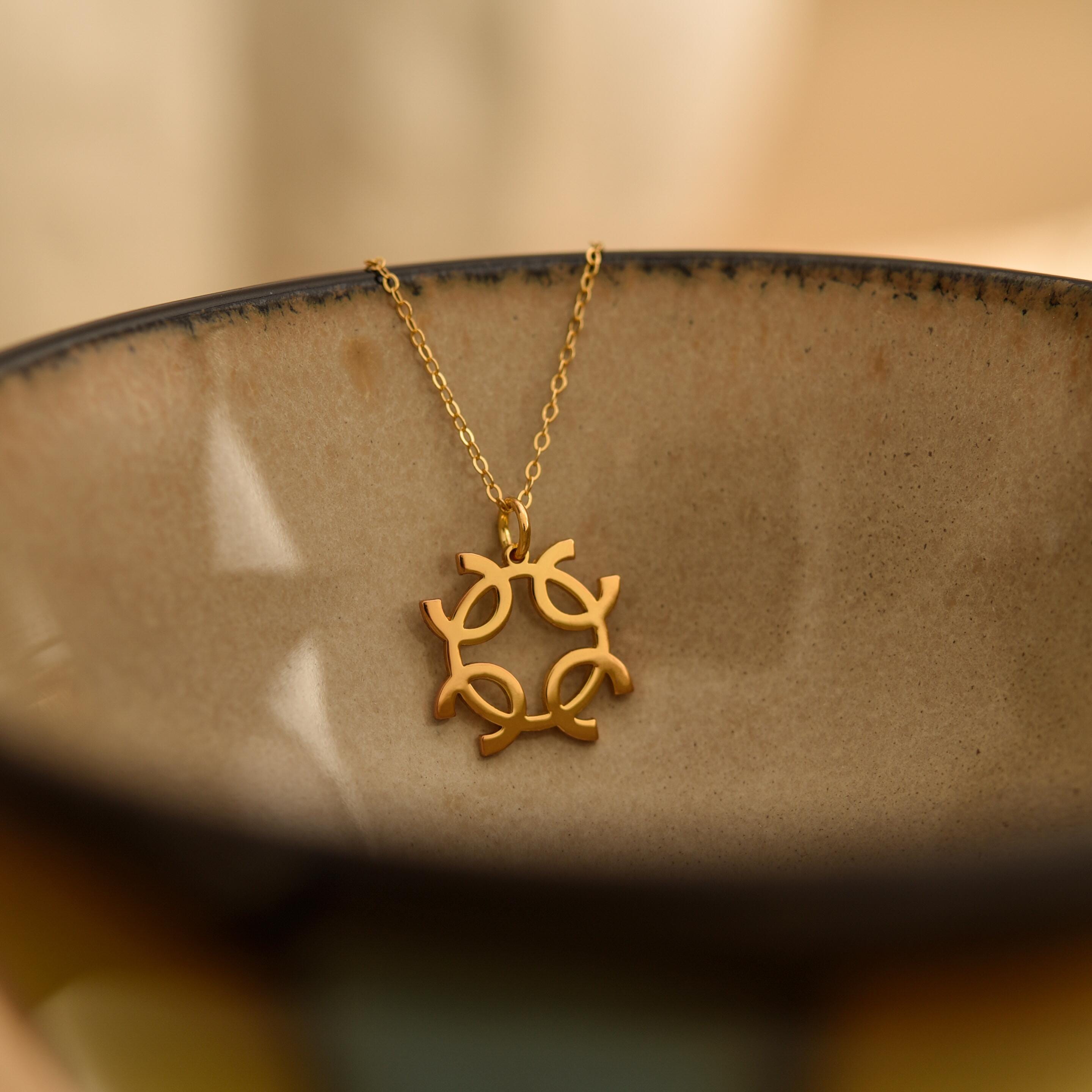18K Gold Magic Symbol Necklace, Minimalist Pendant, Spiritual Jewelry, Protection Necklace, Unique Gift for Her, Religious Jewelry, GS0147