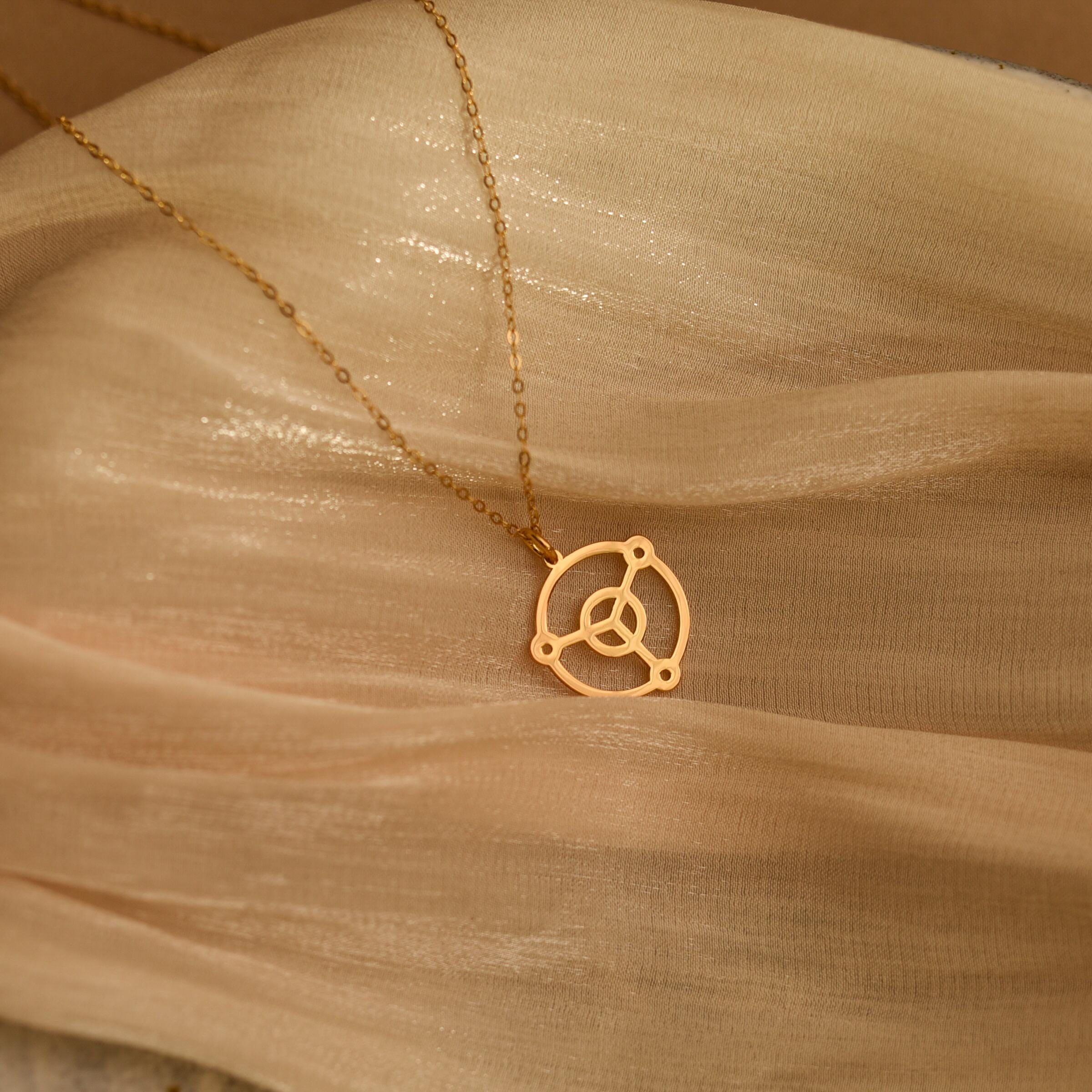 18K Gold Reiki Symbol Necklace, Minimalist Pendant, Healing Jewelry, Spiritual Necklace, Unique Gift for Her, Energy Symbol Necklace, GS0146