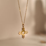 18K Gold Zia Symbol Necklace, Aztec Pendant, Spiritual Jewelry, Minimalist Necklace, Unique Gift for Her, Cultural Necklace, GS0145