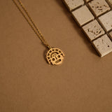 18K Gold Peru Inca Face Necklace, Aztec Symbols, Ancient Culture Jewelry, Spiritual Pendant, Unique Gift for Her, GS0144