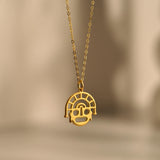 18K Gold Peru Inca Face Necklace, Aztec Symbols, Ancient Culture Jewelry, Spiritual Pendant, Unique Gift for Her, GS0144