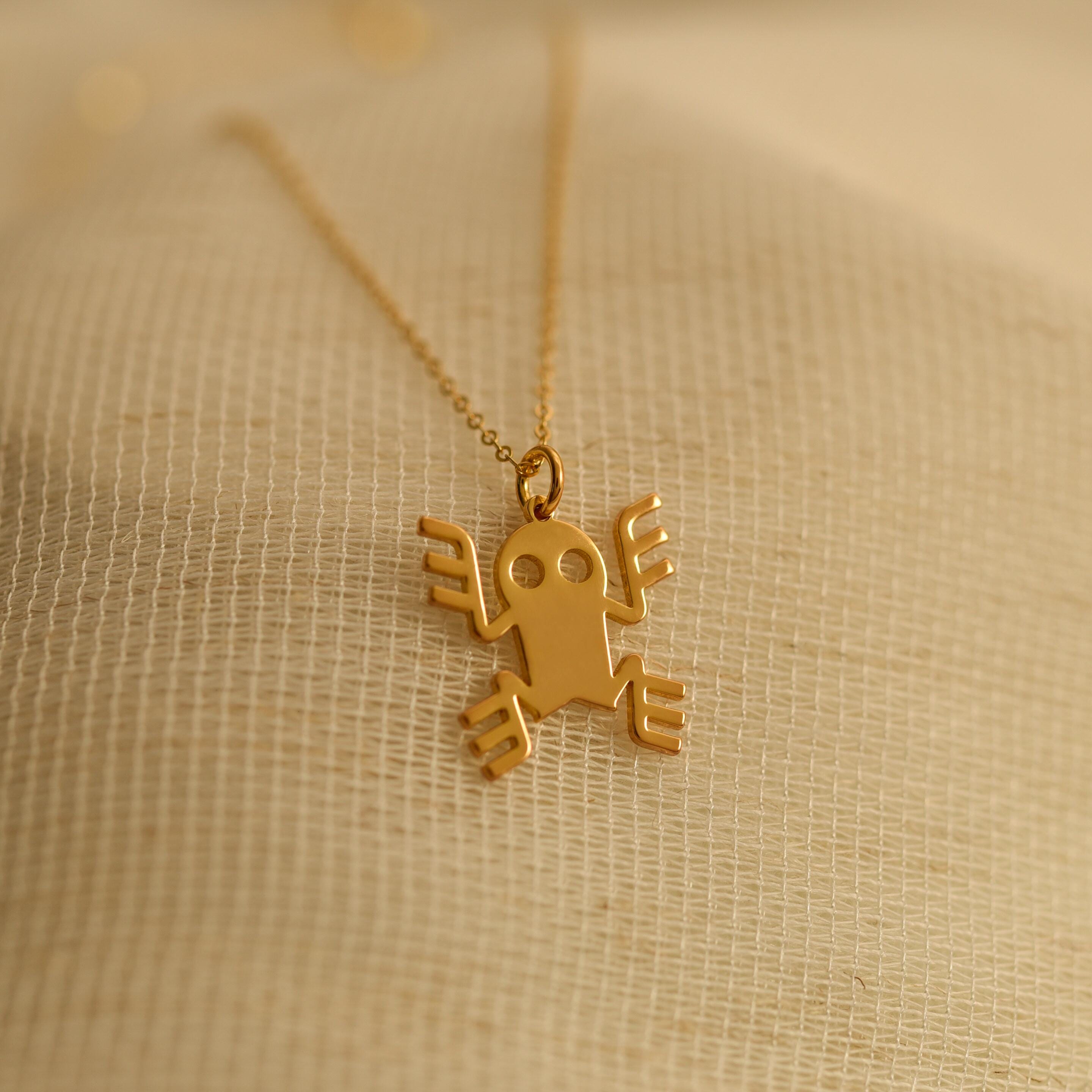 Aztec Frog Necklace, Ancient Symbol Pendant, Handmade Jewelry, Gift for Her, Fashion Accessory, Cultural Design Necklace, GS0152