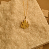 Gold Flame Pendant Necklace