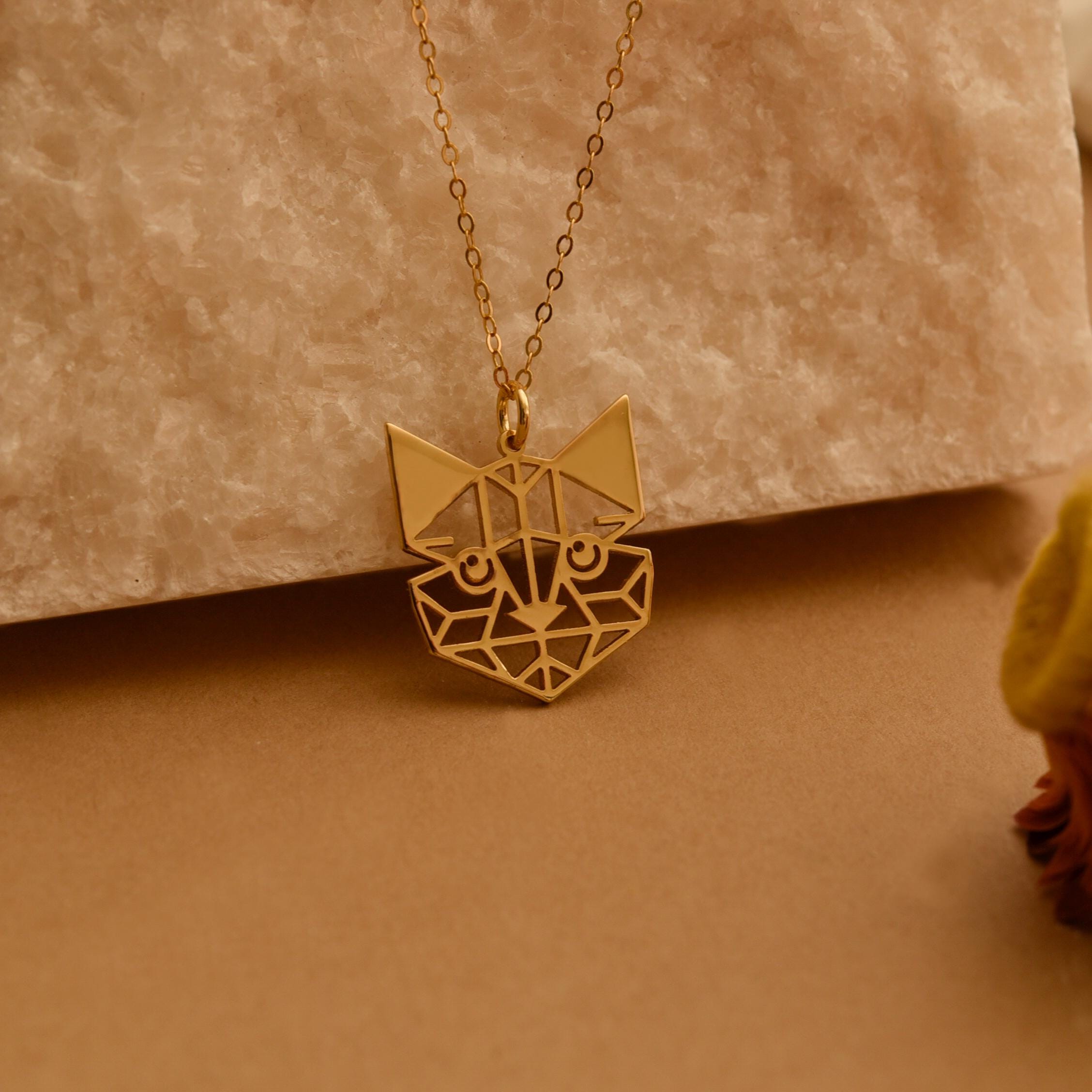 Origami Cat Face Necklace