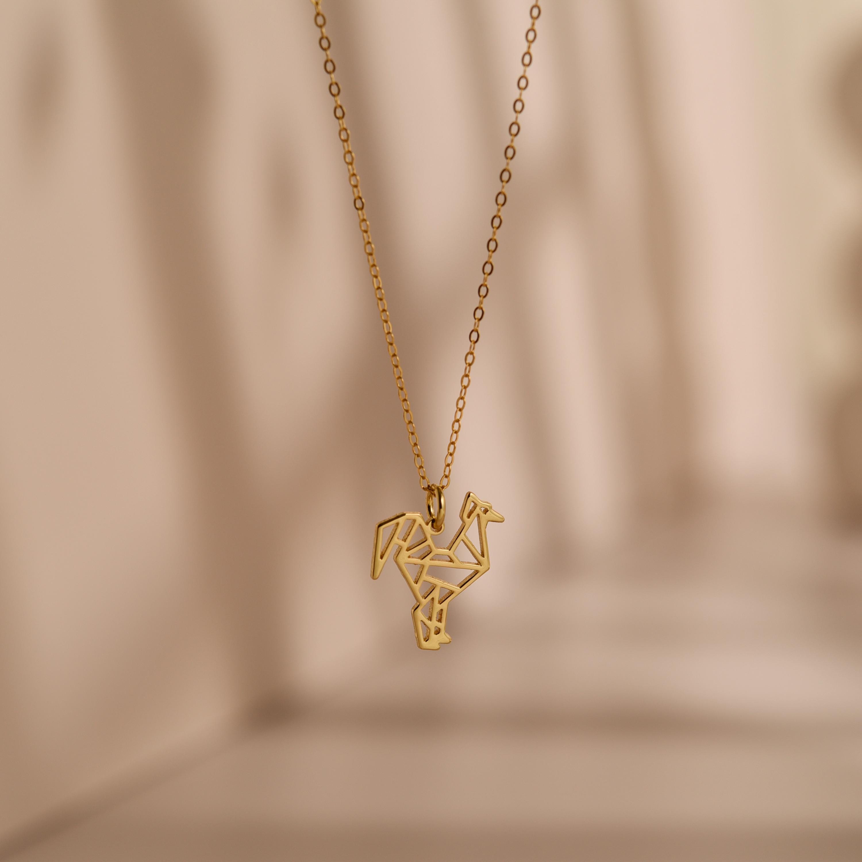 Origami Rooster Necklace