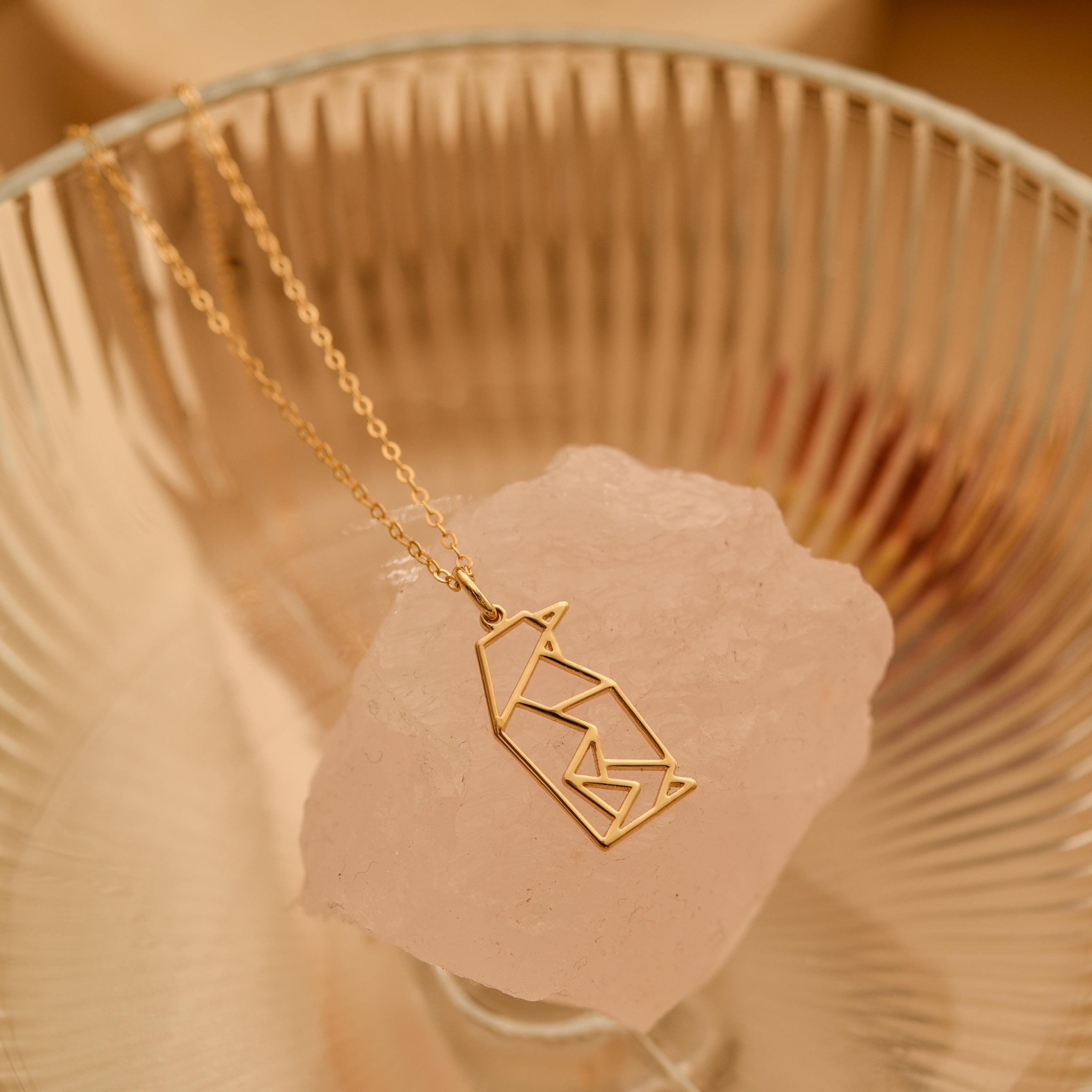 Gold Origami Penguin Necklace