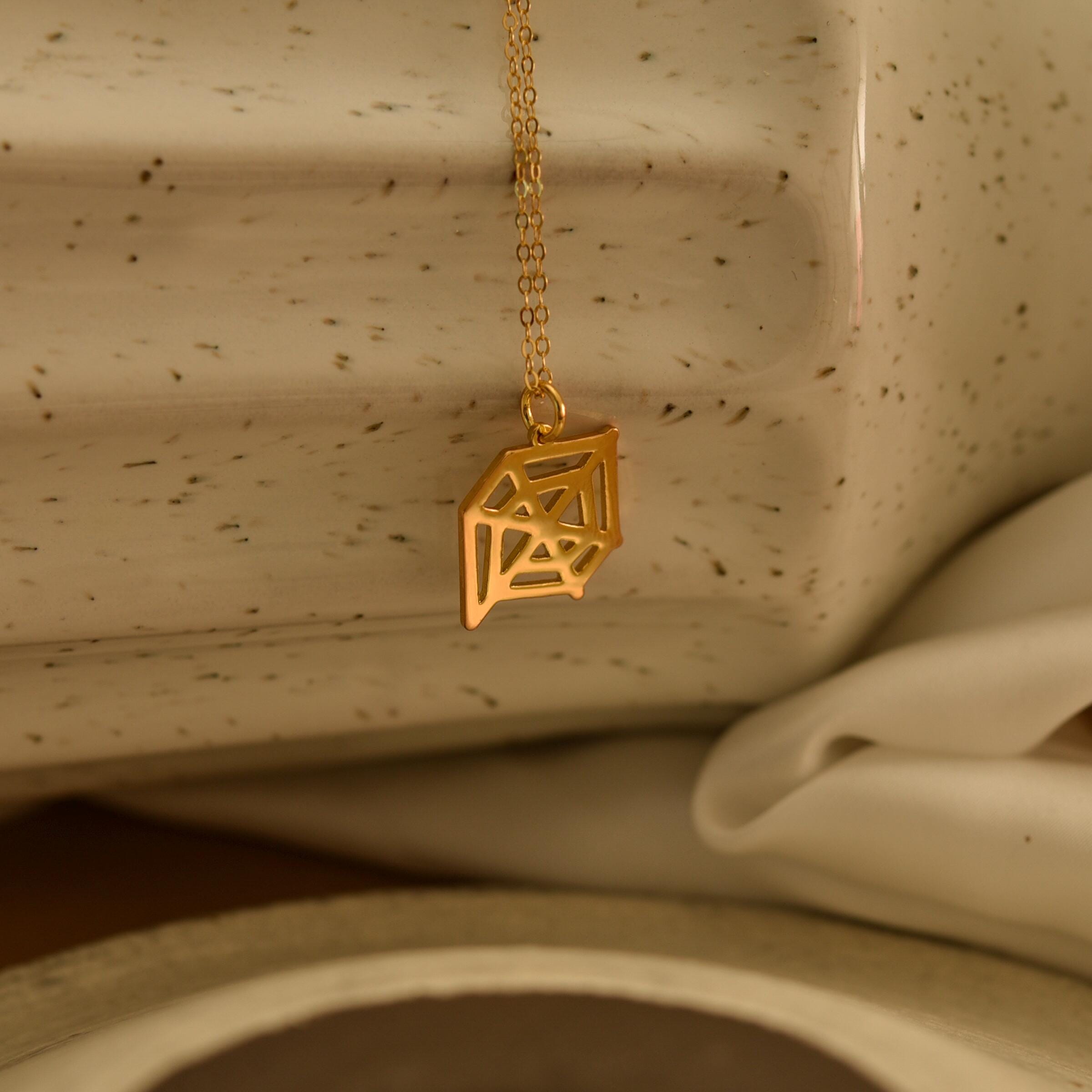 Geometric Spider Web Pendant Necklace