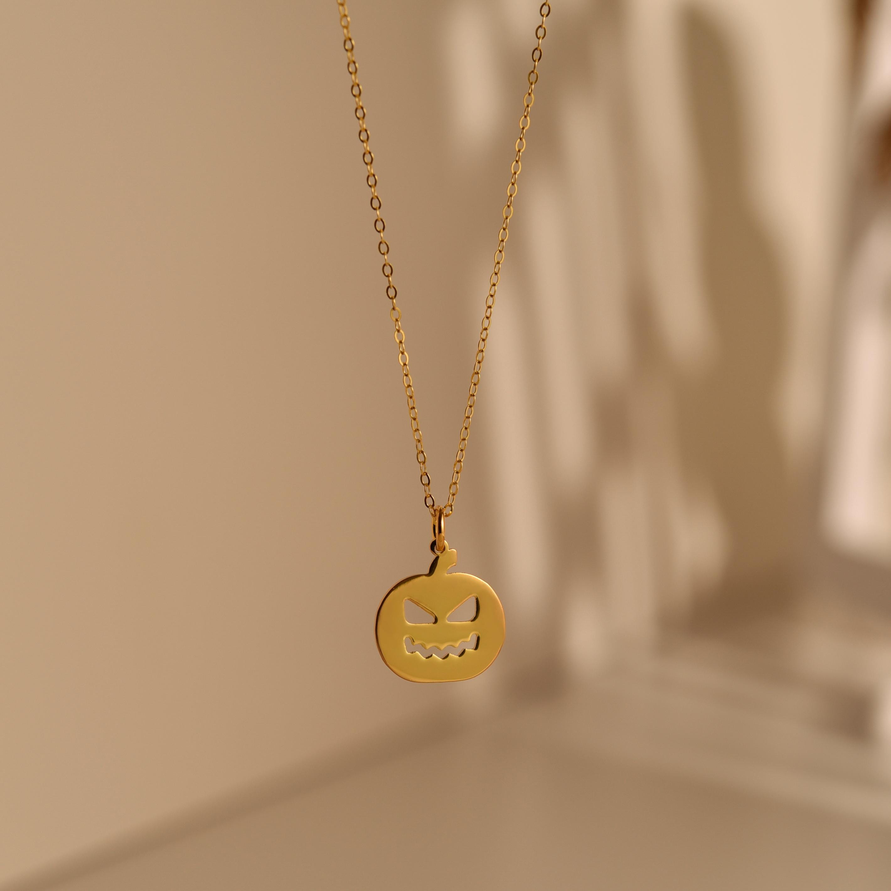 Round Jack-O'-Lantern Pendant Necklace