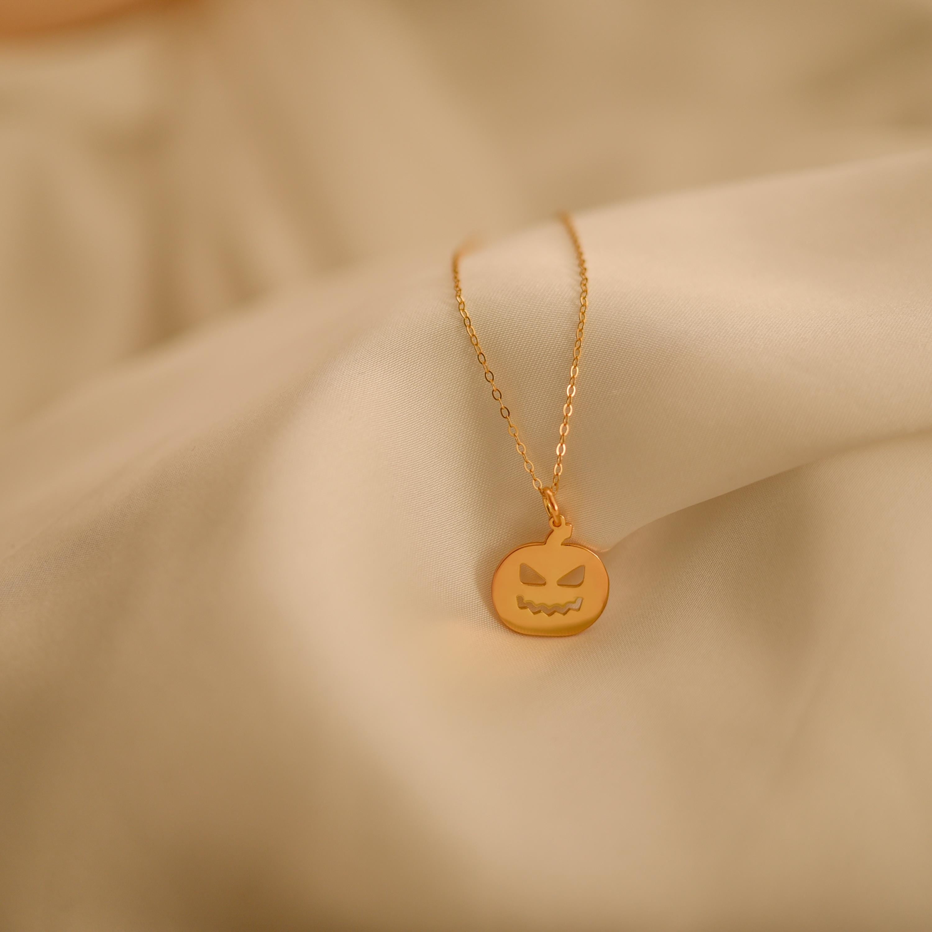Round Jack-O'-Lantern Pendant Necklace