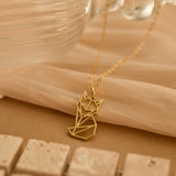 Gold Origami Fox Necklace