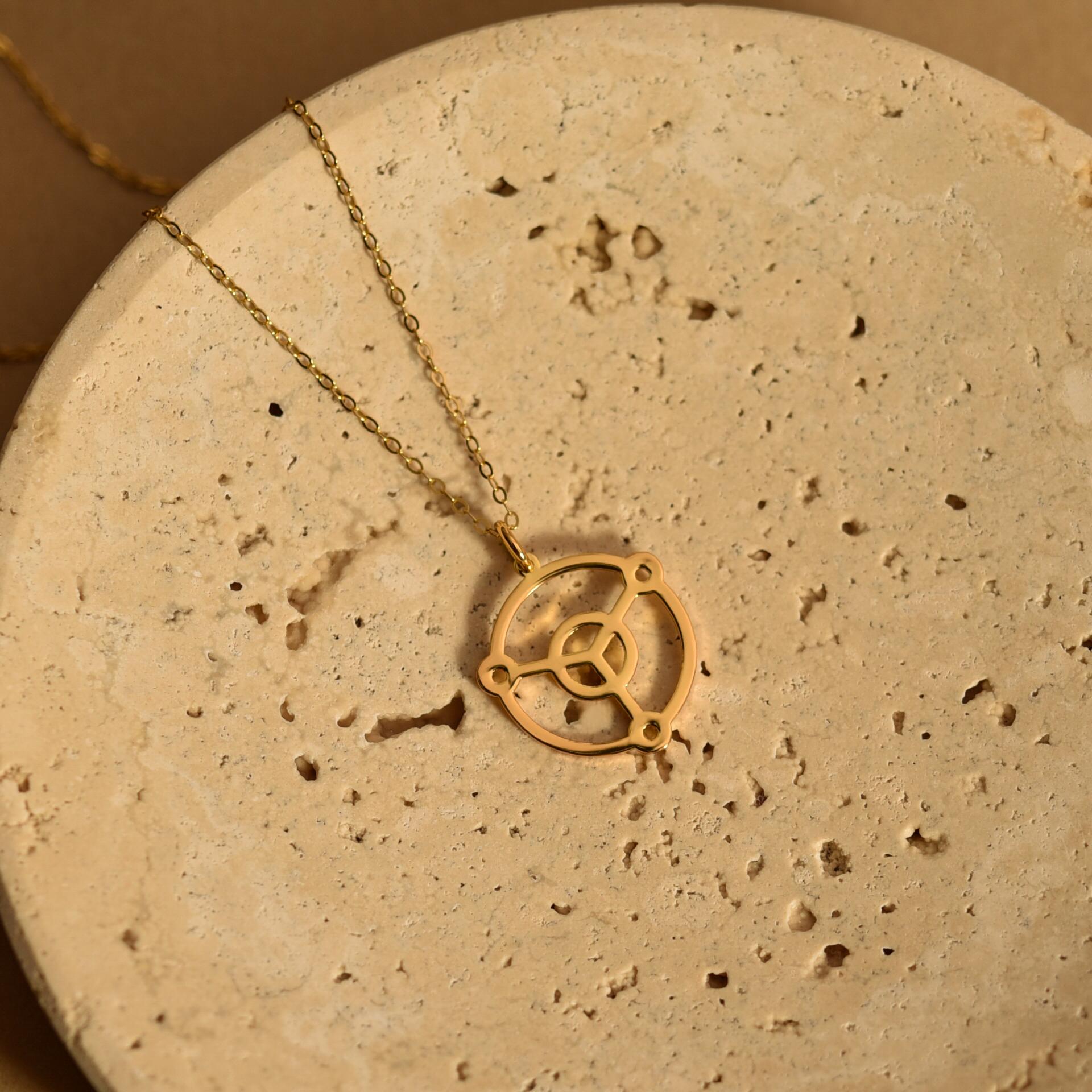 18K Gold Reiki Symbol Necklace, Minimalist Pendant, Healing Jewelry, Spiritual Necklace, Unique Gift for Her, Energy Symbol Necklace, GS0146