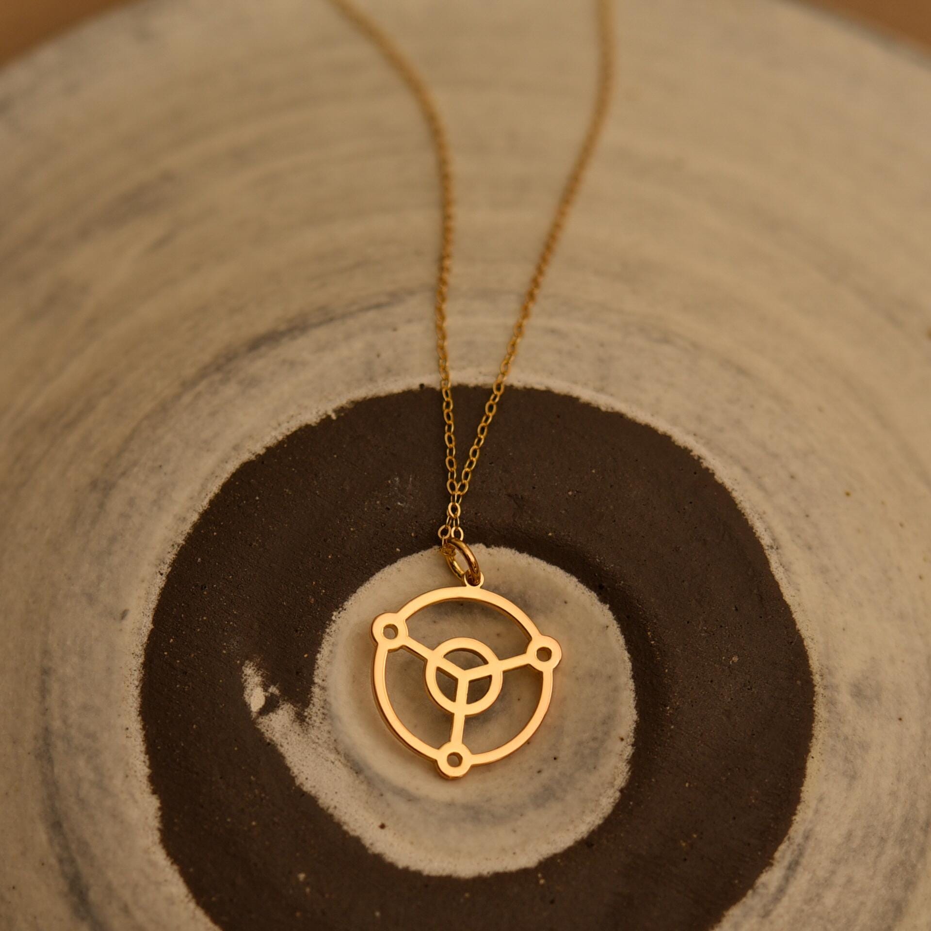 18K Gold Reiki Symbol Necklace, Minimalist Pendant, Healing Jewelry, Spiritual Necklace, Unique Gift for Her, Energy Symbol Necklace, GS0146