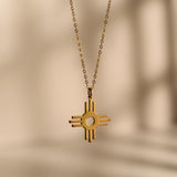 18K Gold Zia Symbol Necklace, Aztec Pendant, Spiritual Jewelry, Minimalist Necklace, Unique Gift for Her, Cultural Necklace, GS0145