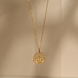 18K Gold Peru Inca Face Necklace, Aztec Symbols, Ancient Culture Jewelry, Spiritual Pendant, Unique Gift for Her, GS0144