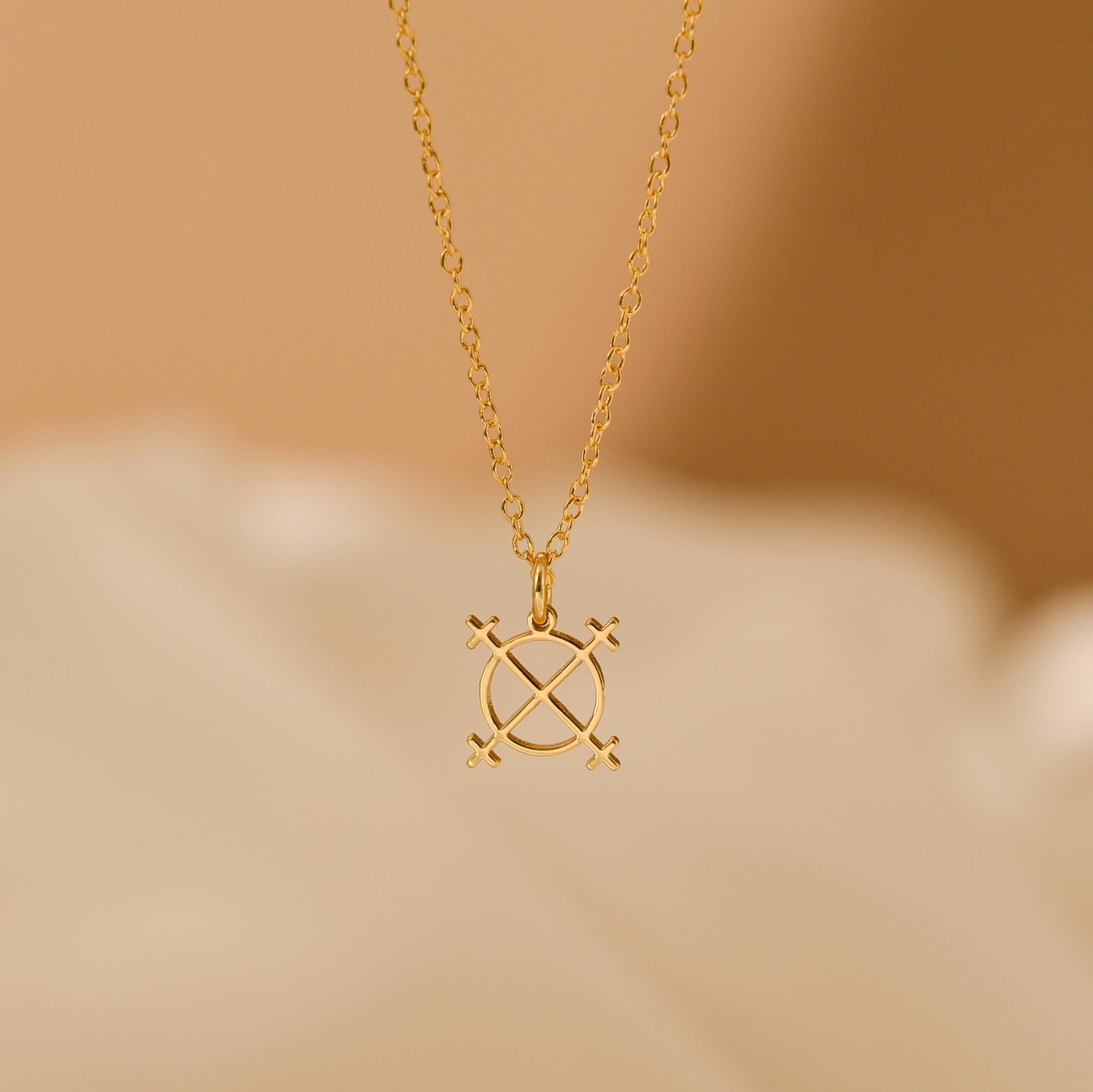 18K Gold Well of Wishes Necklace, Occult Symbol Pendant, Spiritual Jewelry, Unique Gift for Her, Birthday Gift, Gift for Witch, GS0141