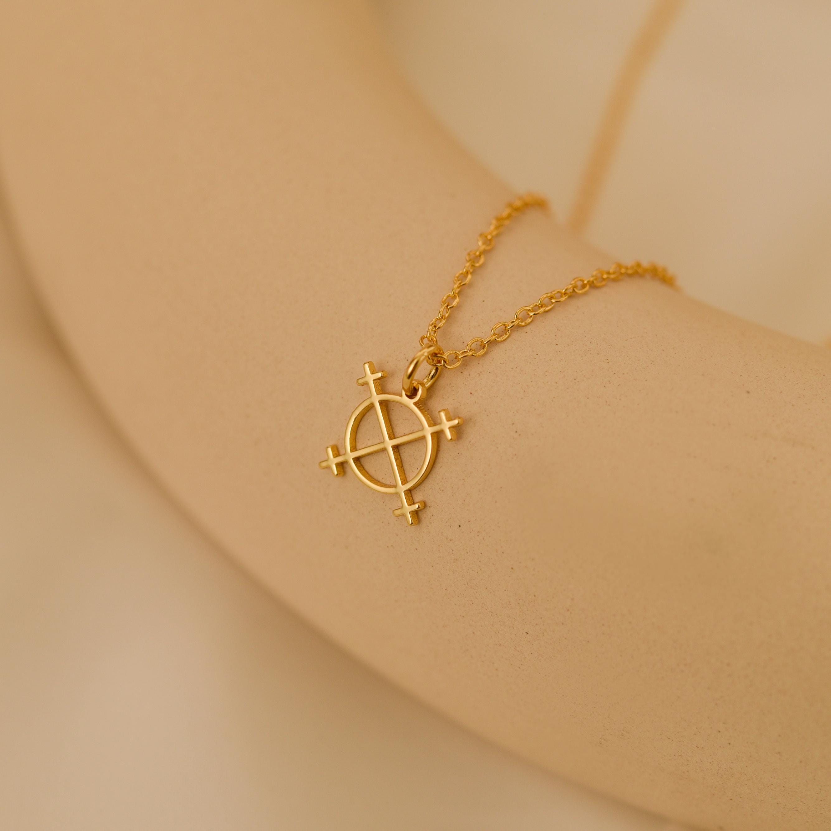 18K Gold Well of Wishes Necklace, Occult Symbol Pendant, Spiritual Jewelry, Unique Gift for Her, Birthday Gift, Gift for Witch, GS0141