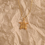 18K Gold Turtle Necklace, Aztec Jewelry, Handmade Pendant, Gift for Her, Fashion Accessory, Cultural Inspired Necklace, GS0160