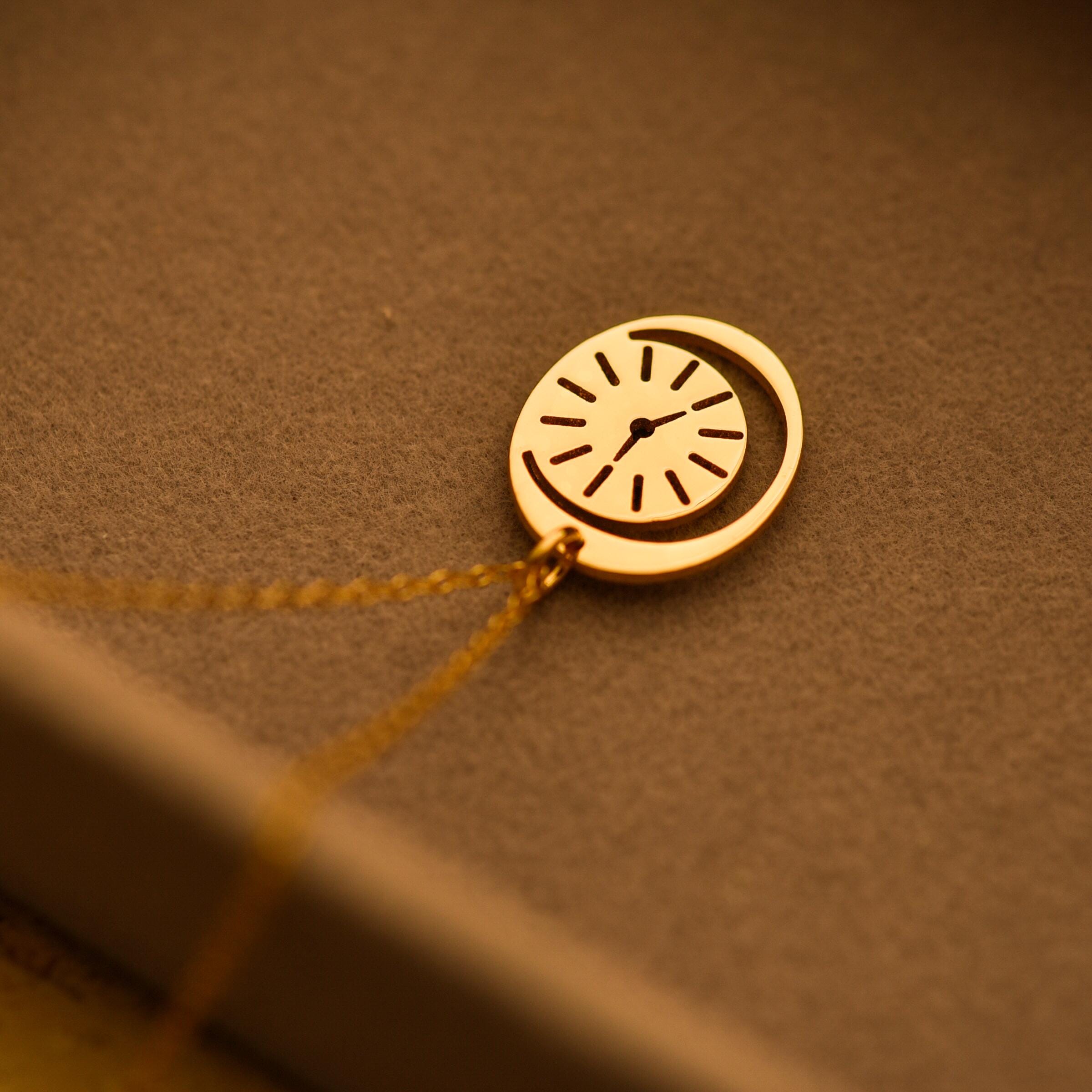 Personalized Time & Moon Necklace