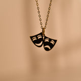 Gold Comedy & Tragedy Mask Necklace