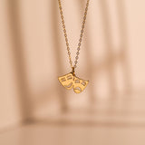 Gold Comedy & Tragedy Mask Necklace
