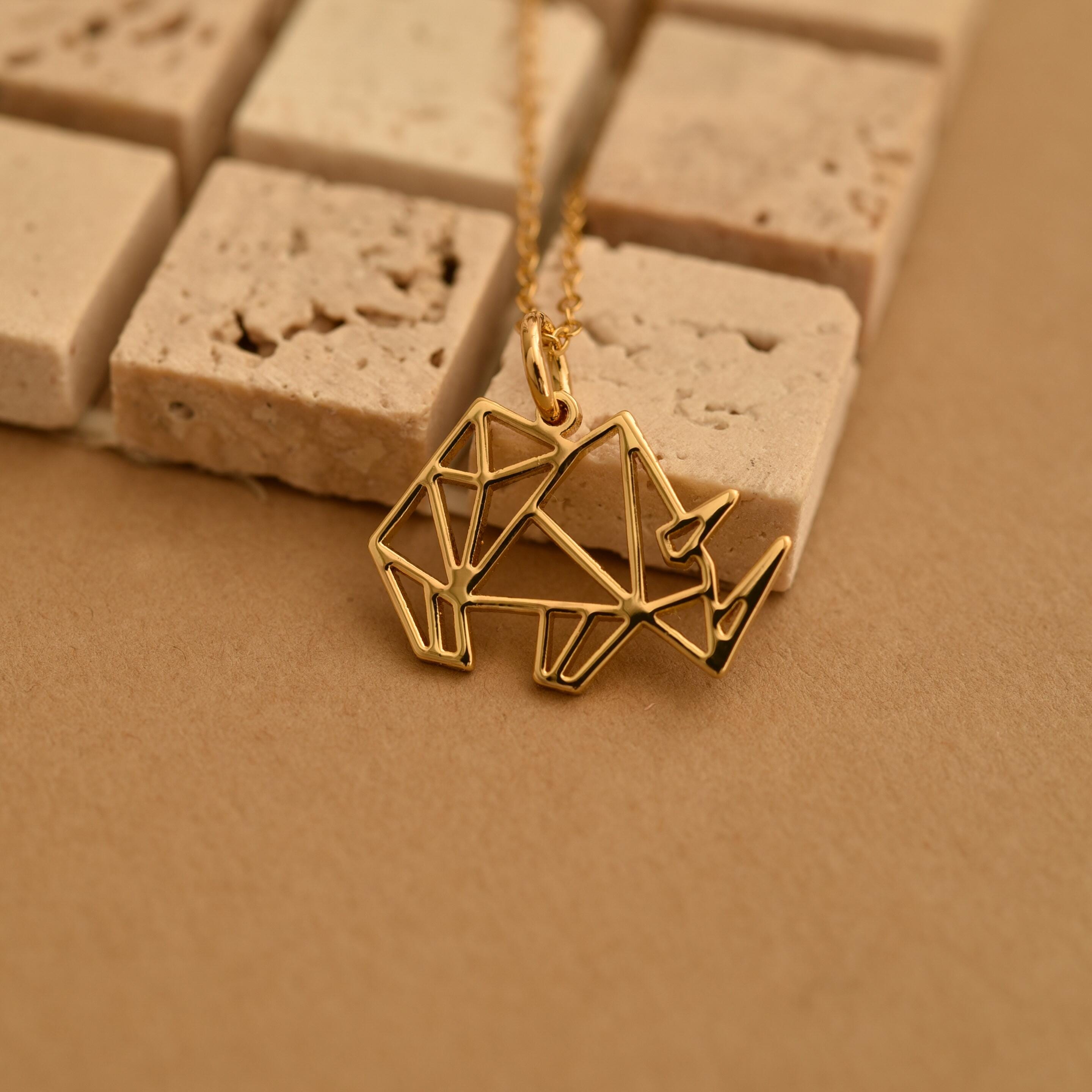 Origami Rhino Necklace