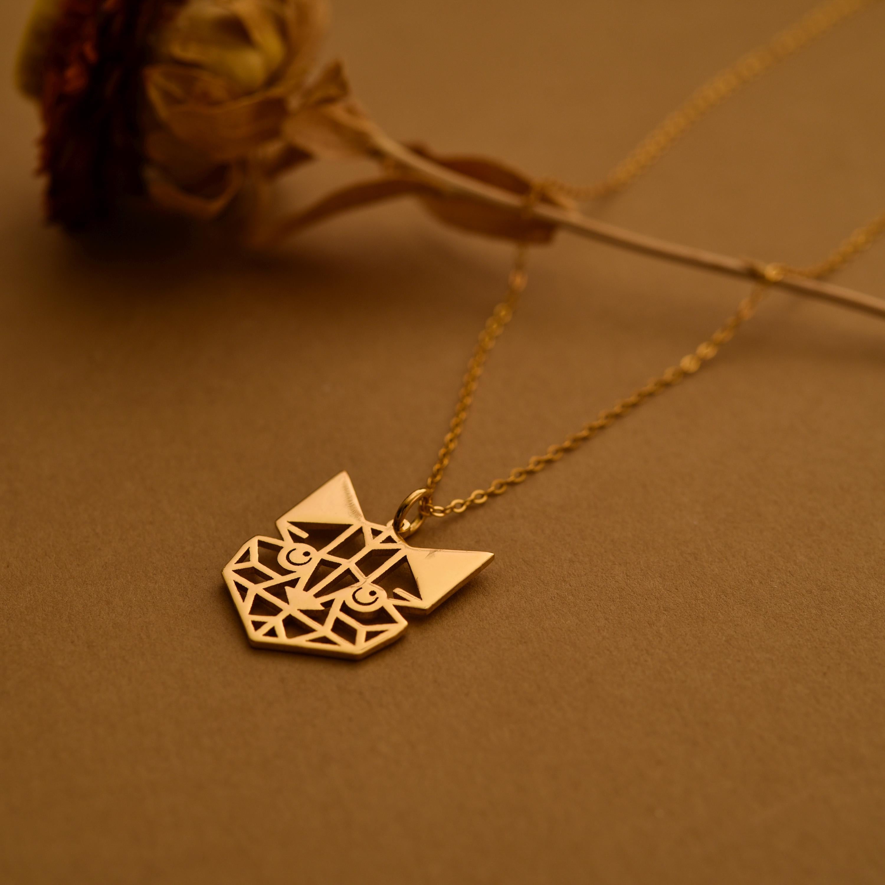 Origami Cat Face Necklace