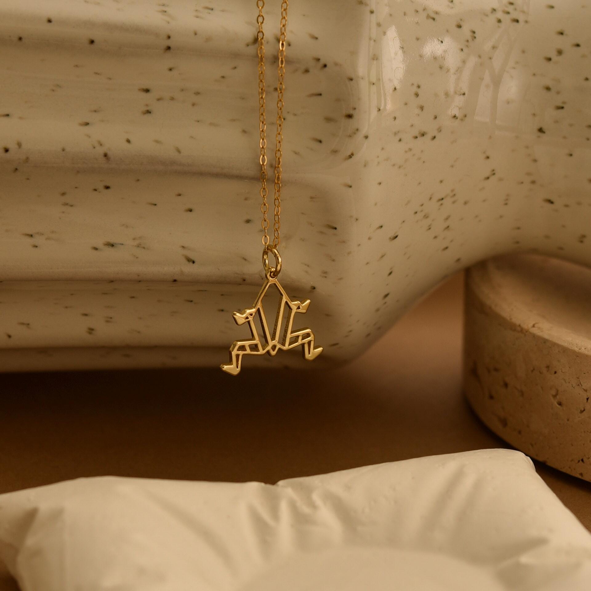 Origami Frog Necklace