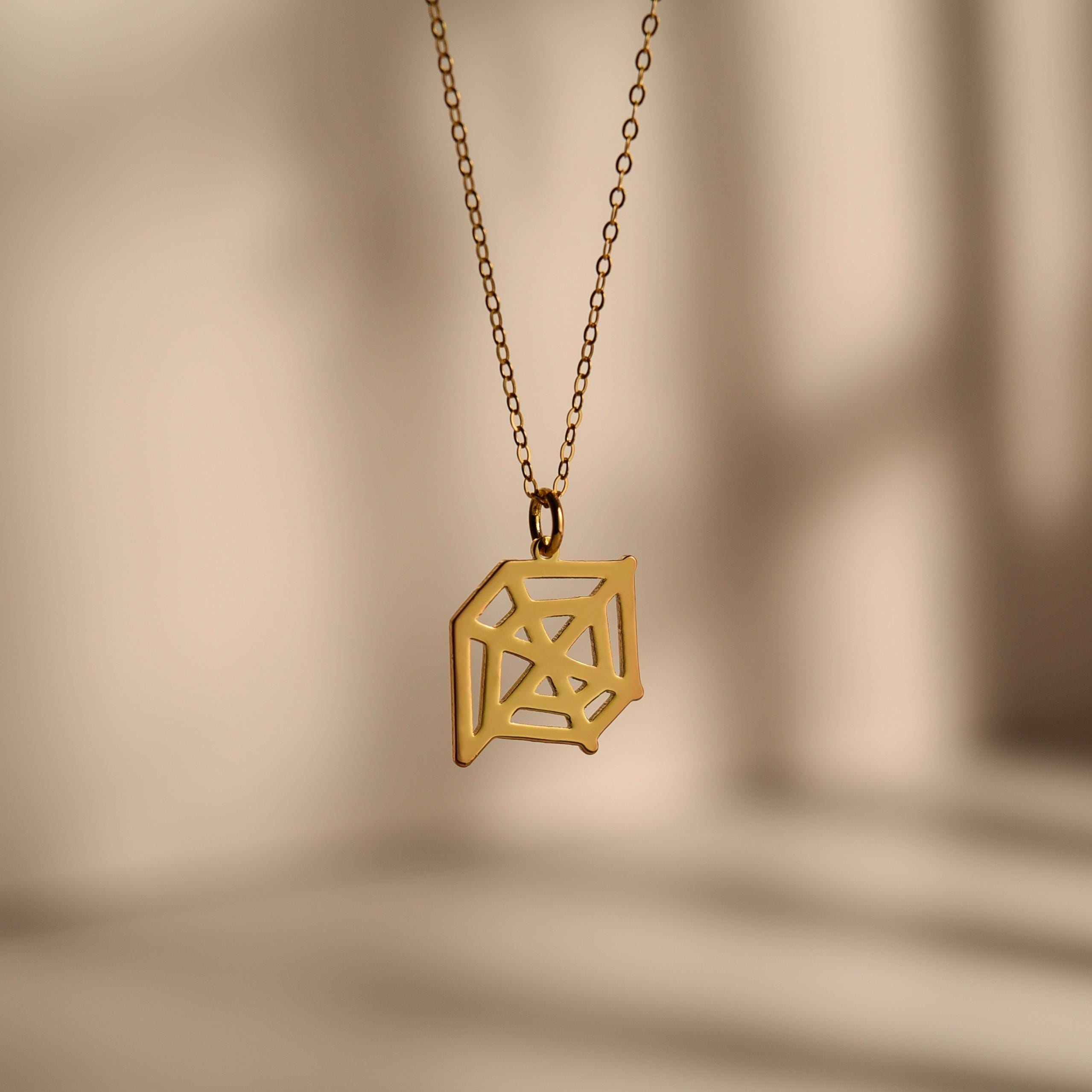 Geometric Spider Web Pendant Necklace