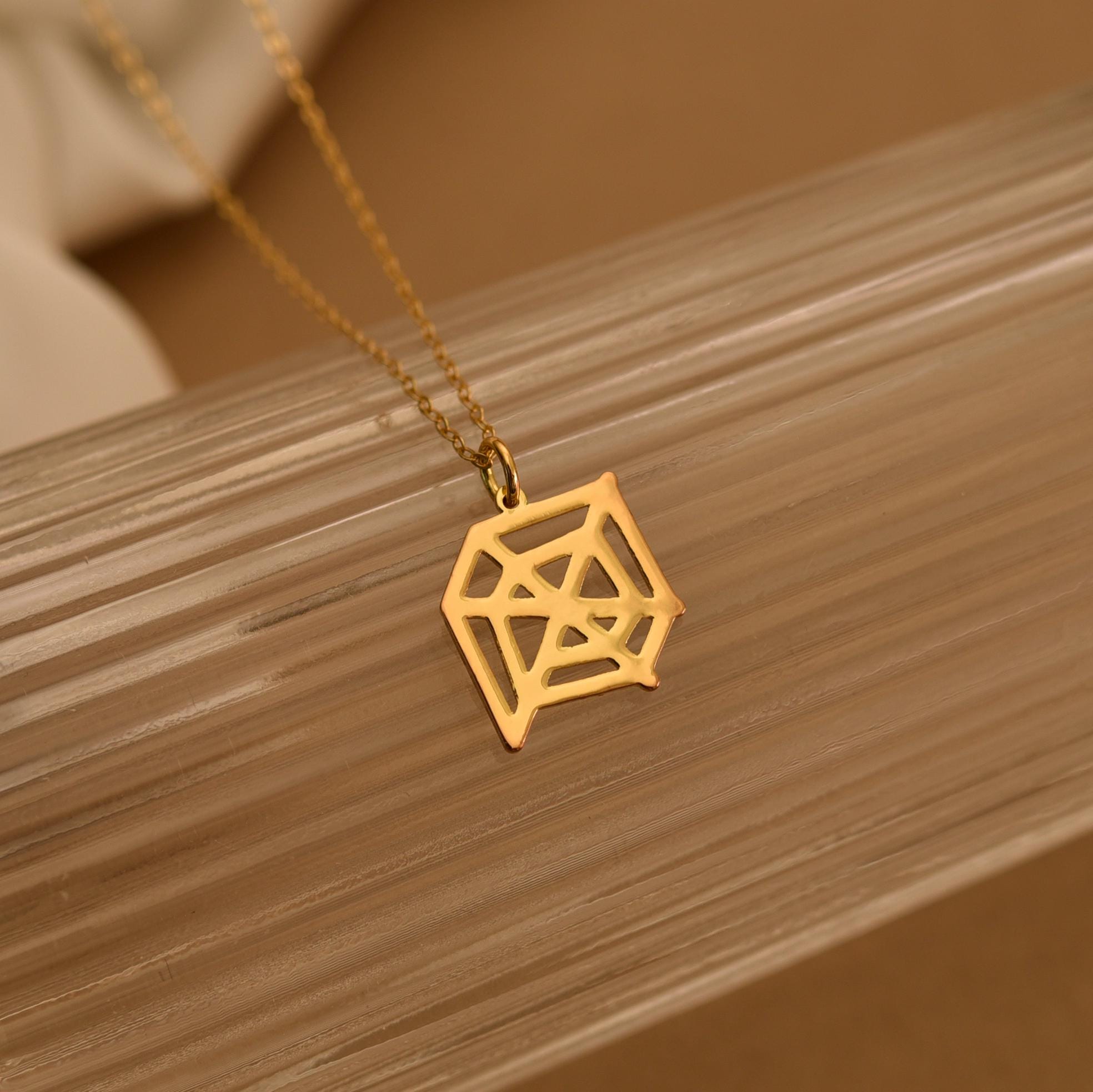 Geometric Spider Web Pendant Necklace