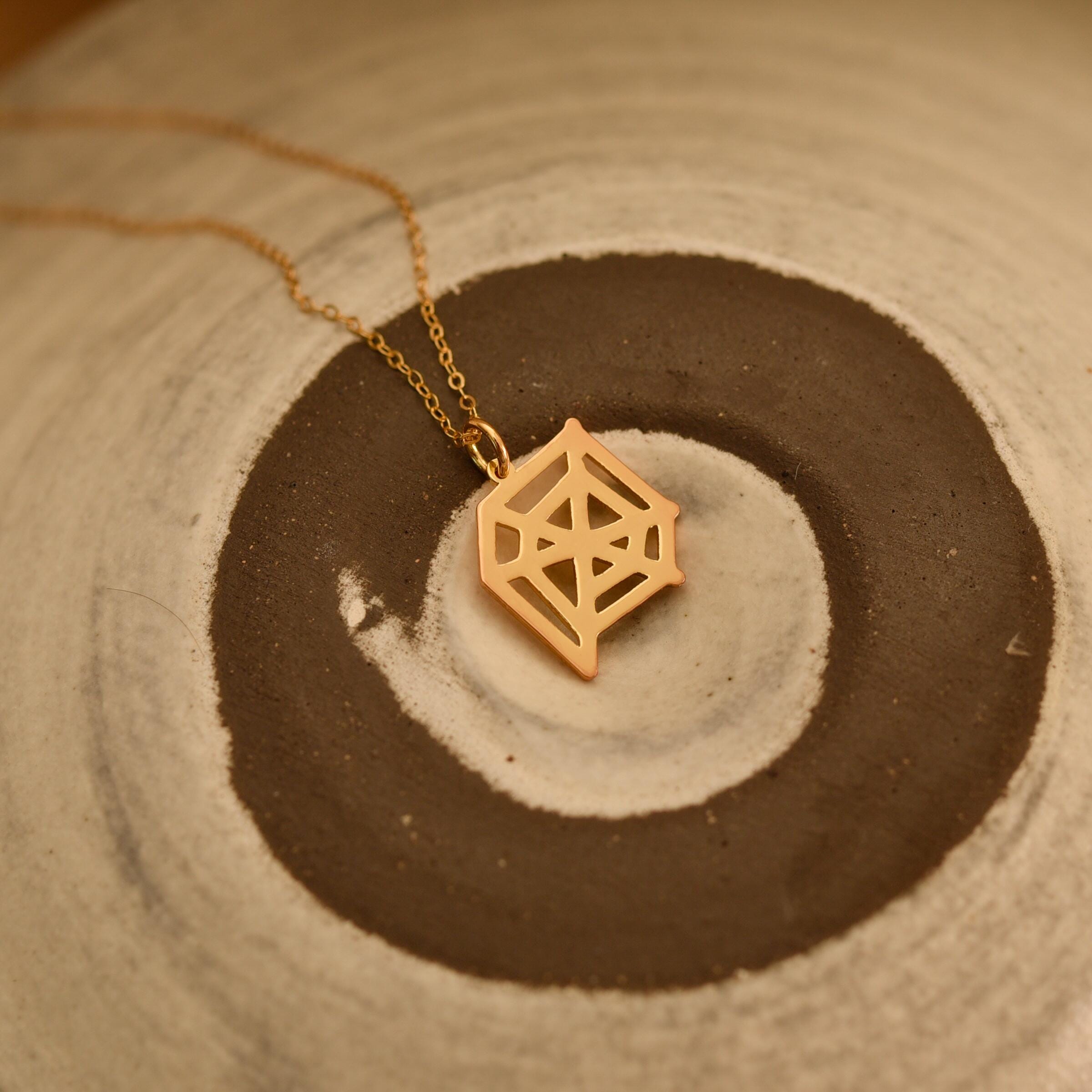 Geometric Spider Web Pendant Necklace