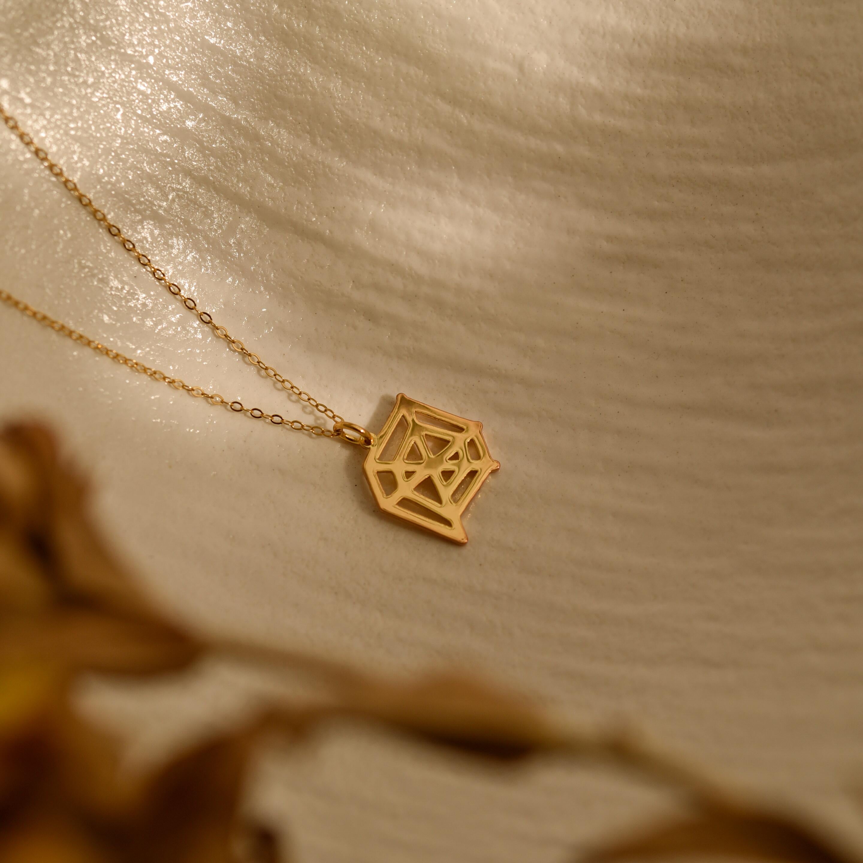 Geometric Spider Web Pendant Necklace