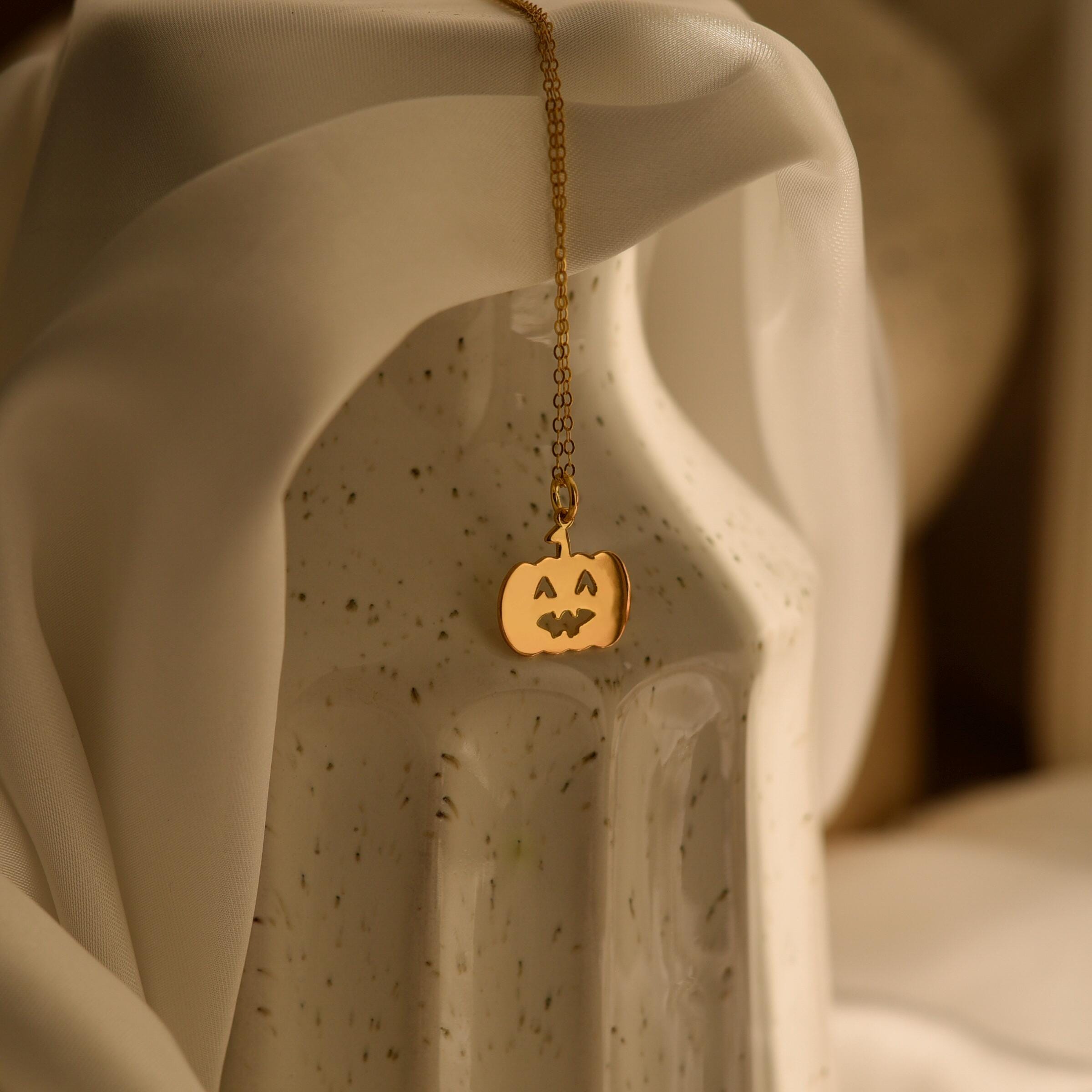Pumpkin Jack-O'-Lantern Pendant Necklace