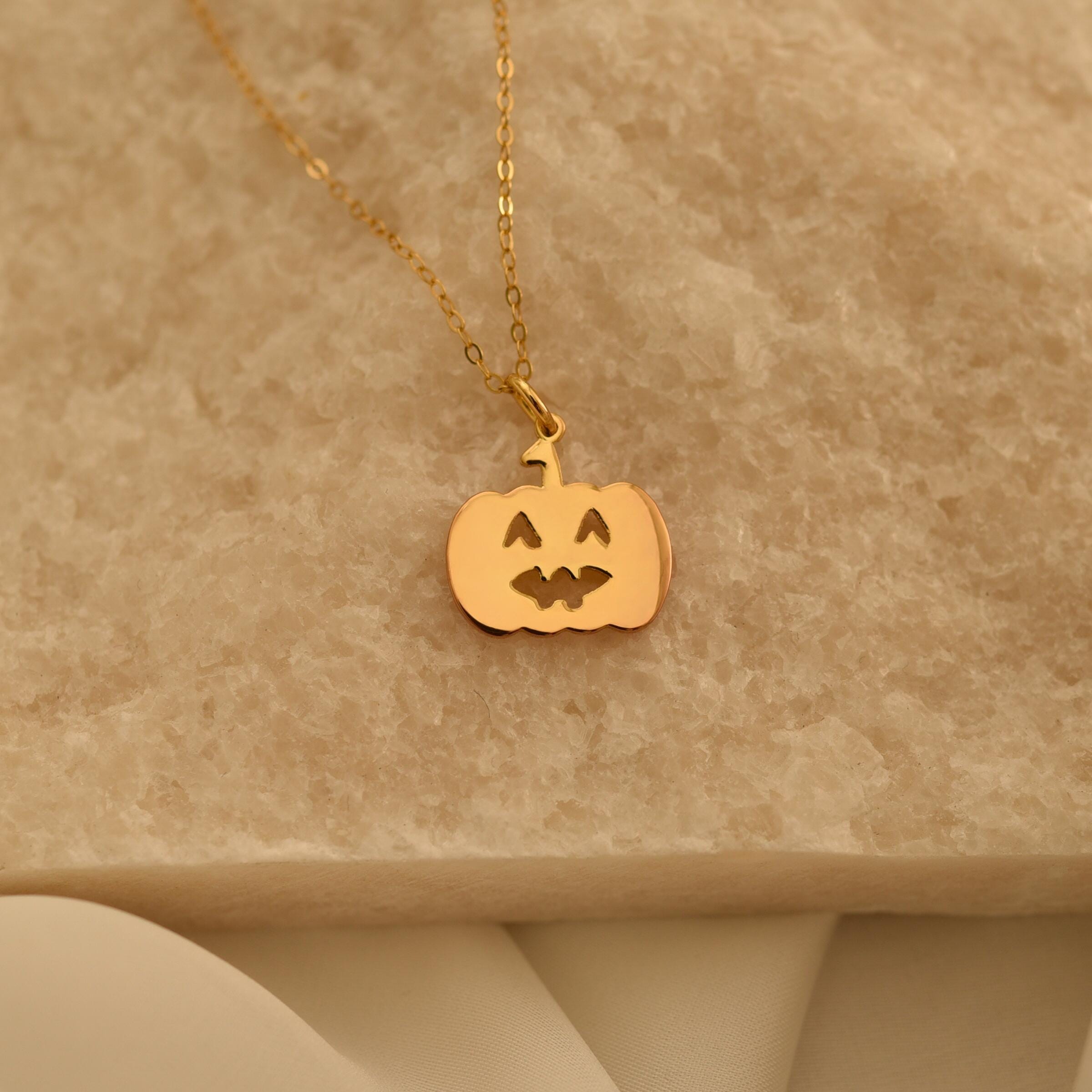 Pumpkin Jack-O'-Lantern Pendant Necklace
