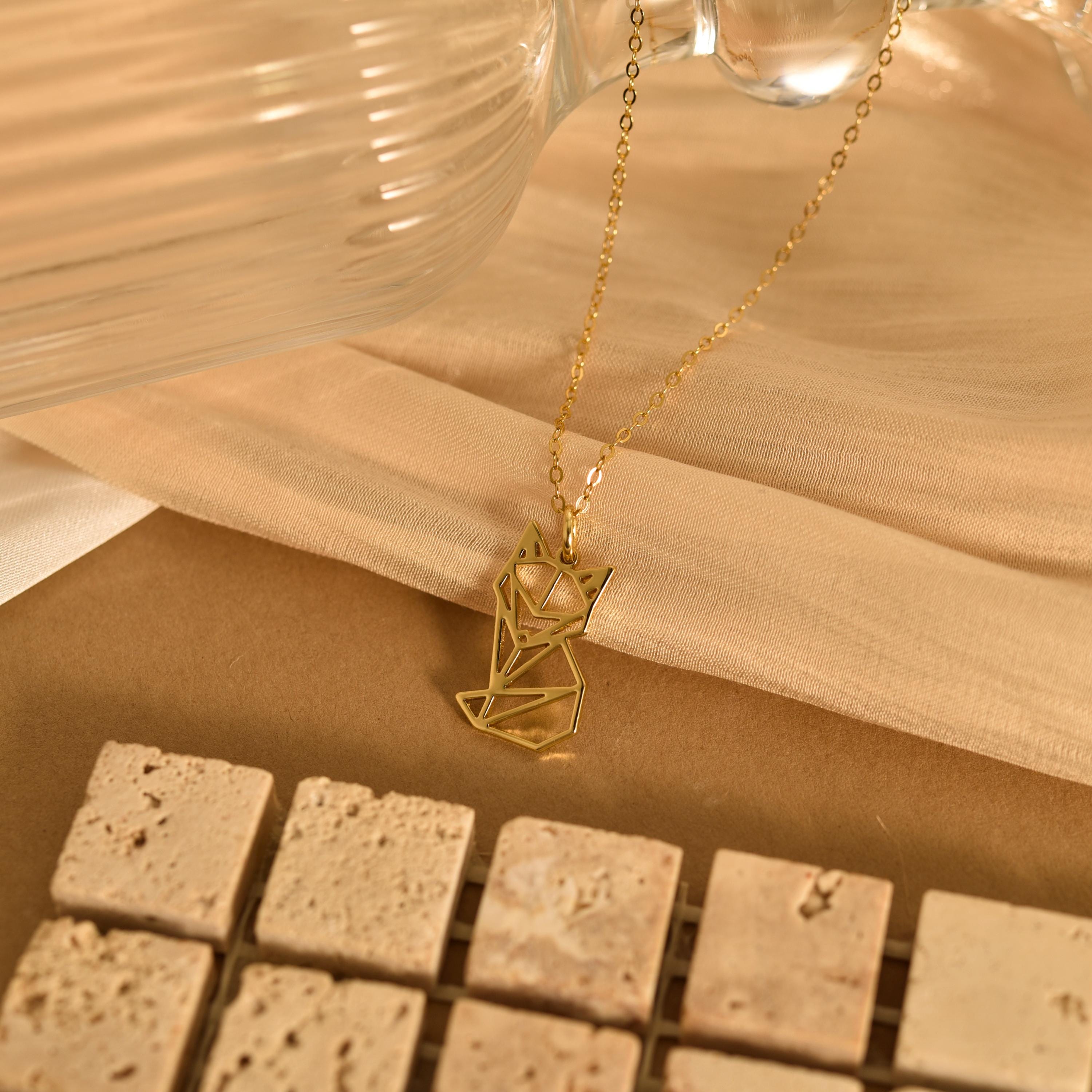 Gold Origami Fox Necklace