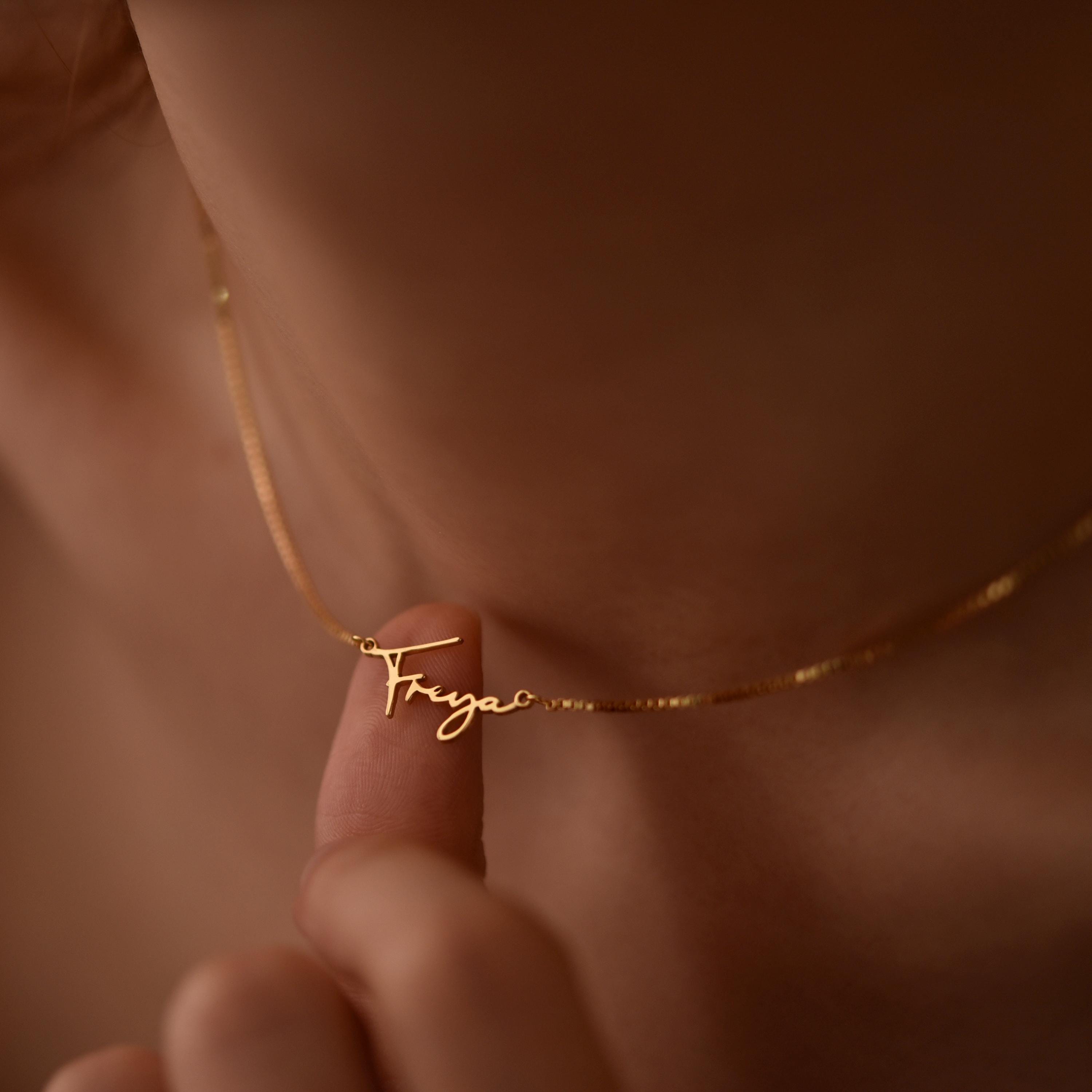 Initial Name Necklace with Box Chain