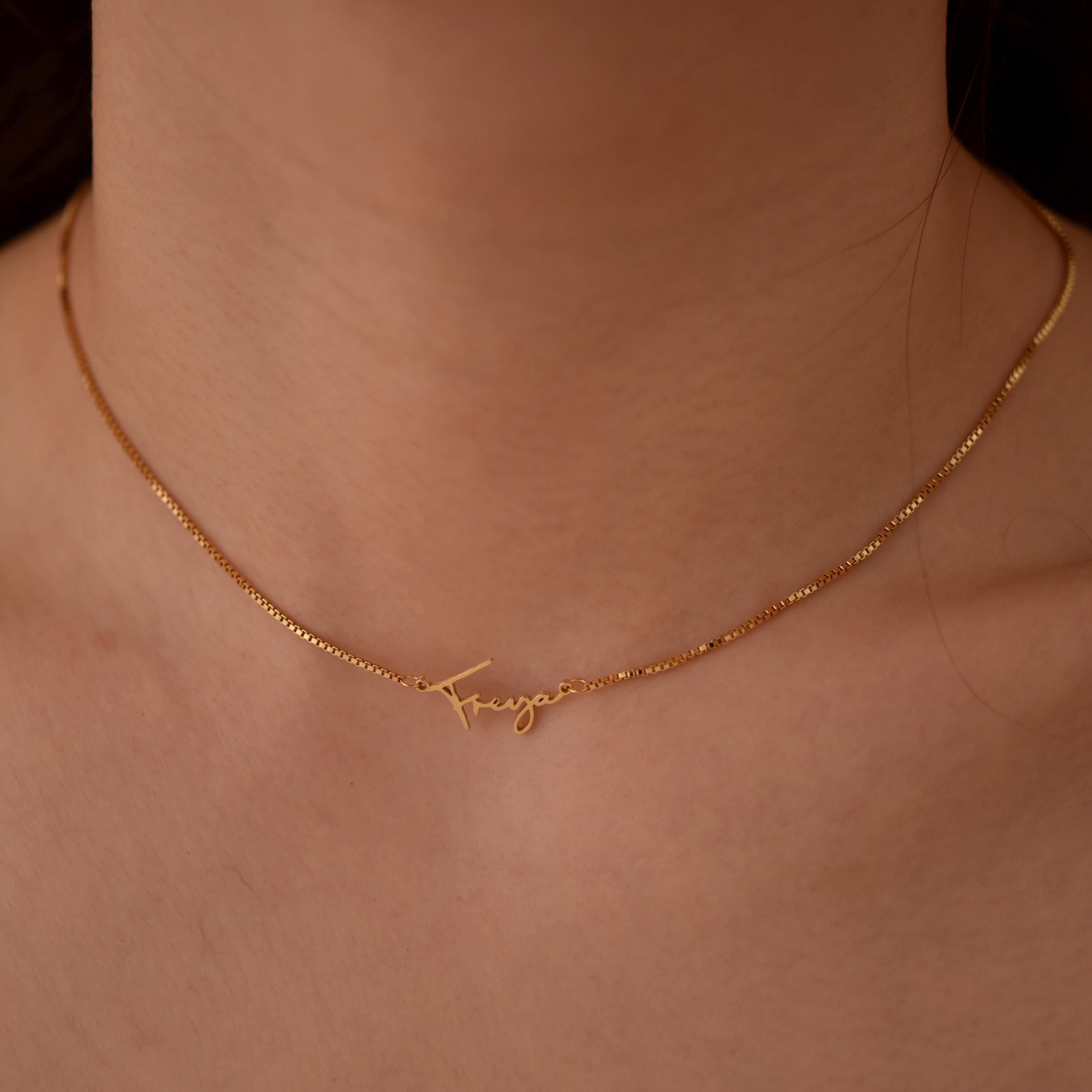 Initial Name Necklace with Box Chain