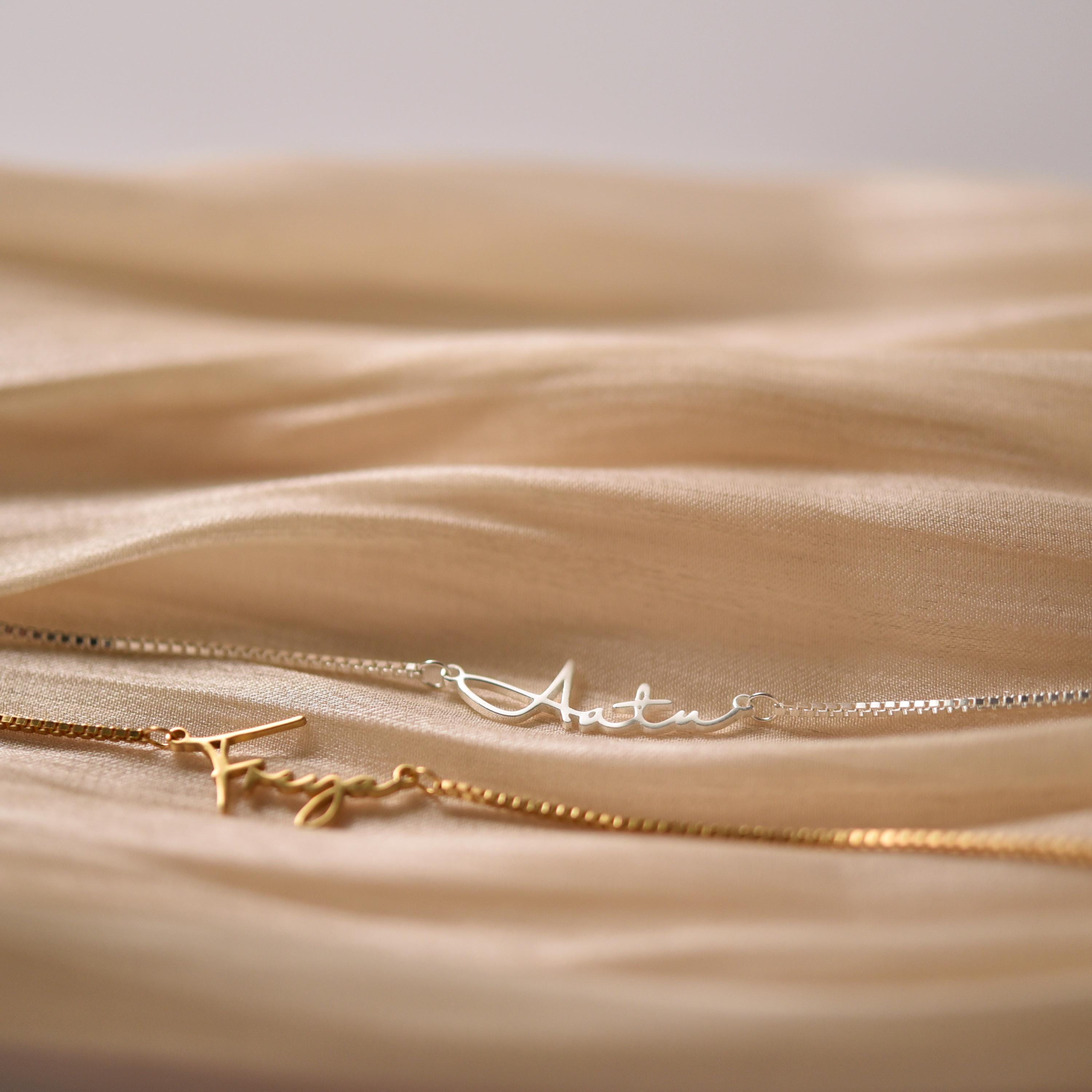 Initial Name Necklace with Box Chain